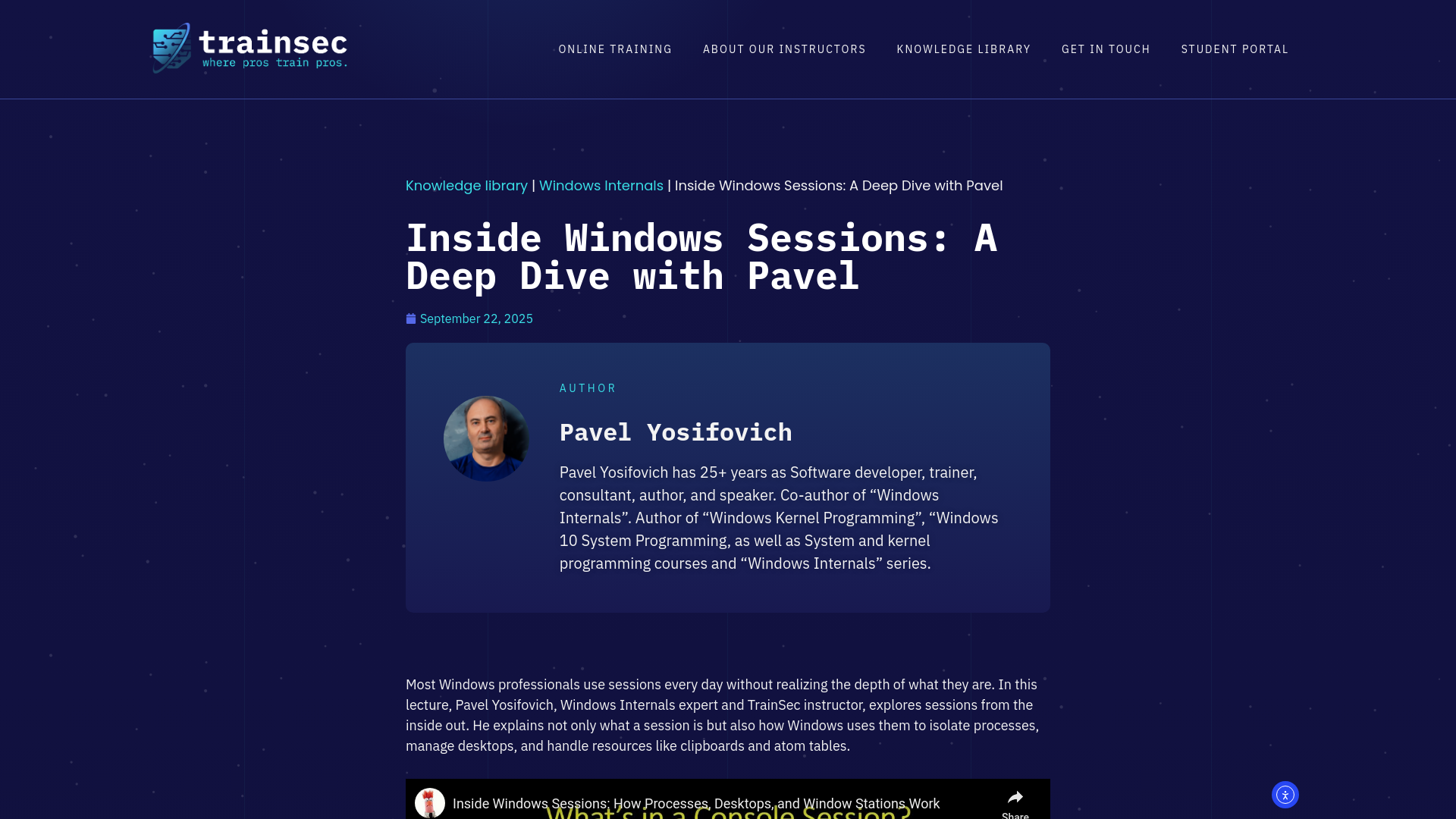 Inside Windows Sessions: A Deep Dive with Pavel Yosifovich