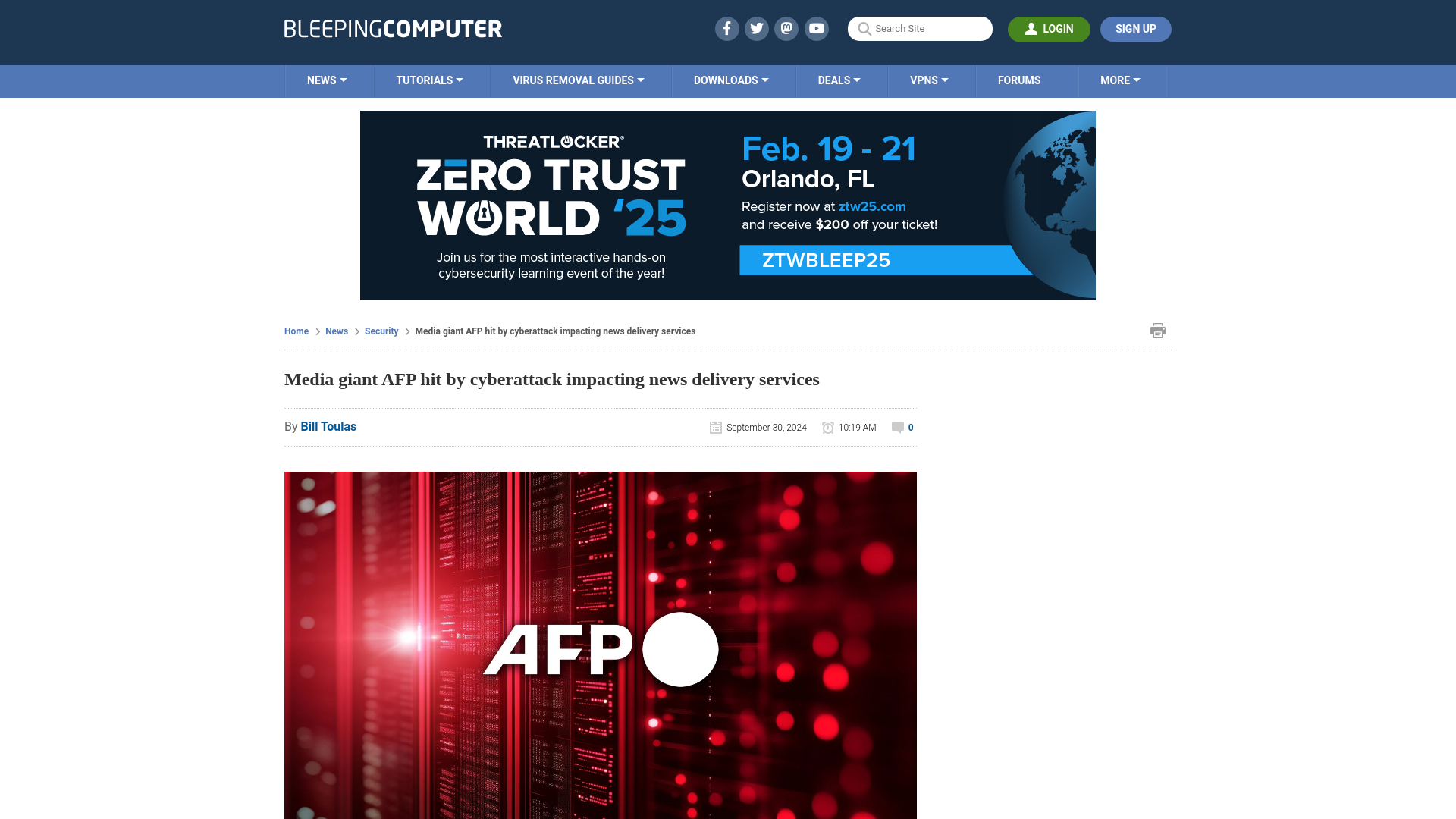 Media giant AFP hit by cyberattack impacting news delivery services