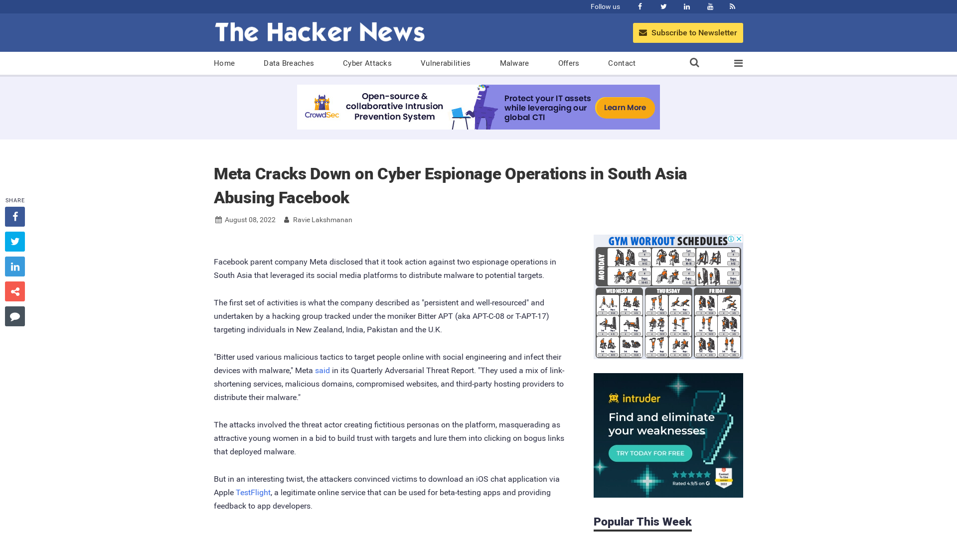 Meta Cracks Down on Cyber Espionage Operations in South Asia Abusing Facebook