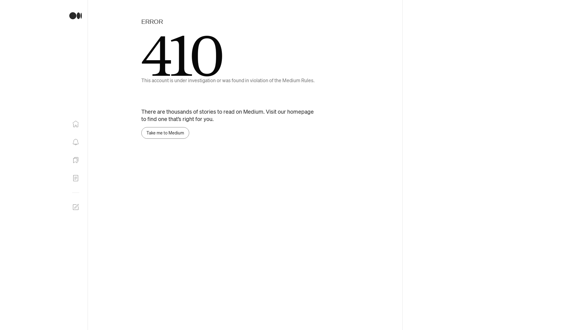 410 account suspended — Medium