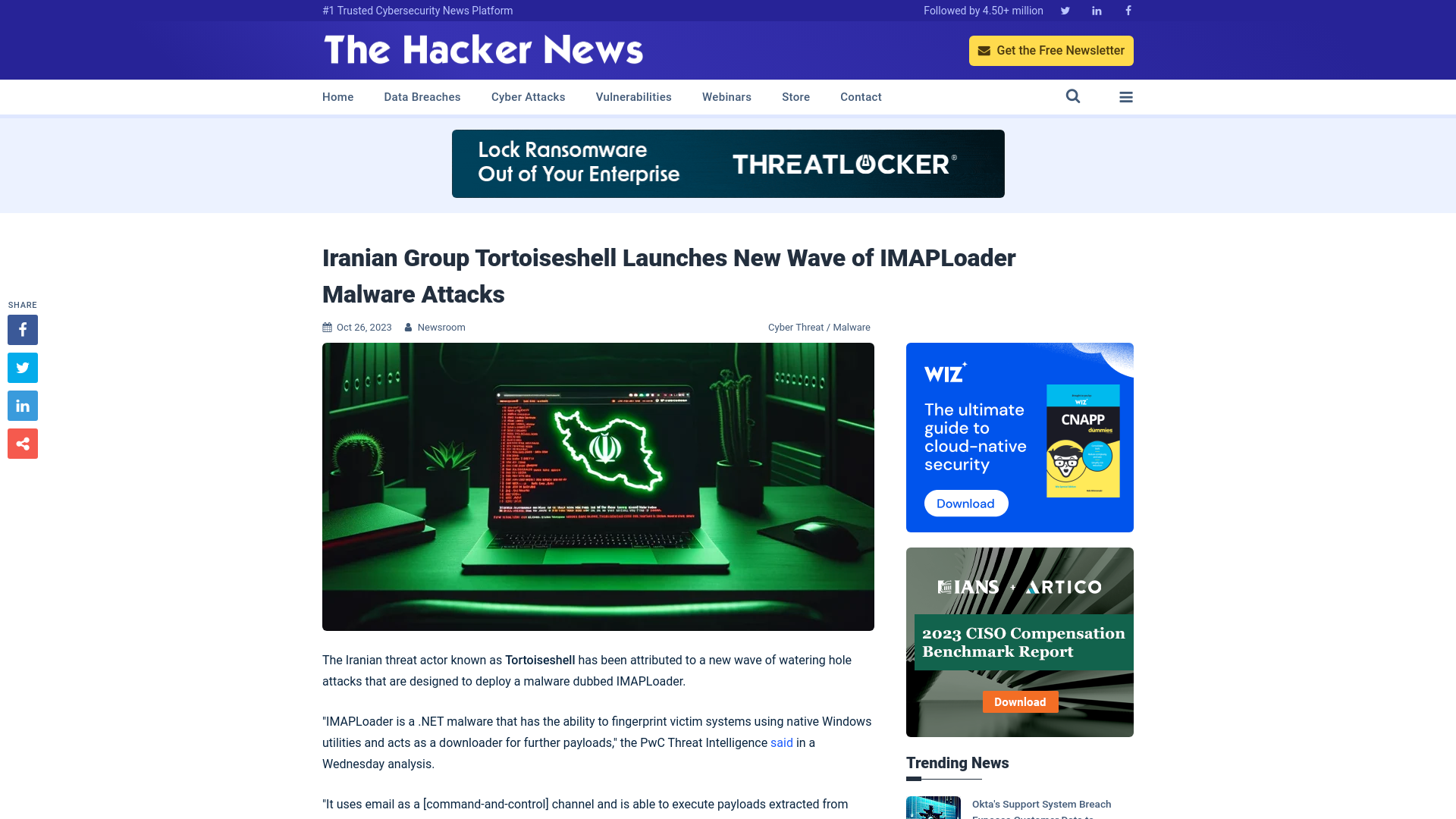 Iranian Group Tortoiseshell Launches New Wave of IMAPLoader Malware Attacks