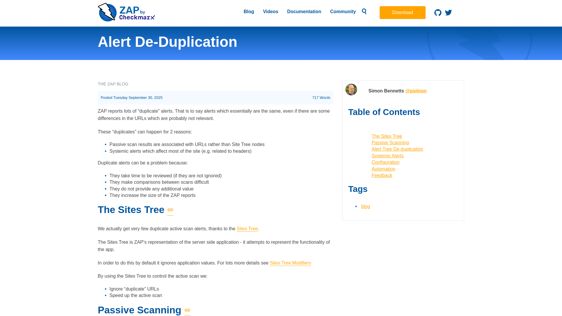 ZAP – Alert De-Duplication