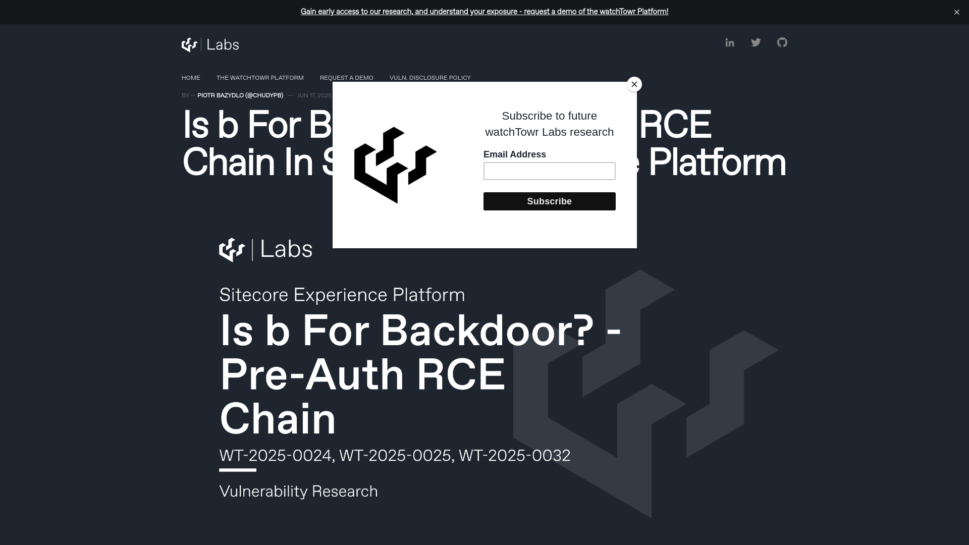 Is b For Backdoor? Pre-Auth RCE Chain In Sitecore Experience Platform