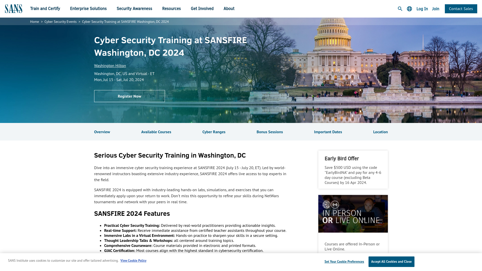 SANSFIRE Washington, DC 2024 | Cyber Security Training