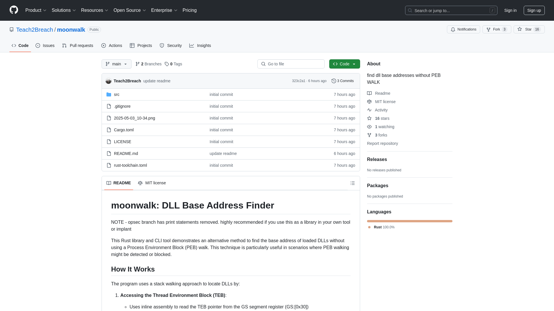 GitHub - Teach2Breach/moonwalk: find dll base addresses without PEB WALK