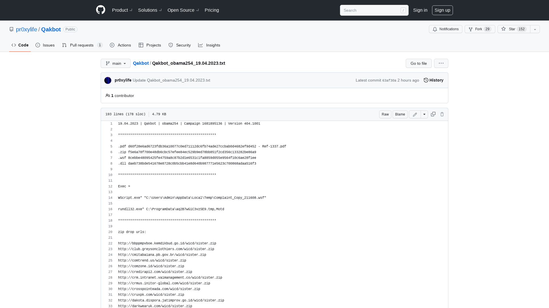 Qakbot/Qakbot_obama254_19.04.2023.txt at main · pr0xylife/Qakbot · GitHub