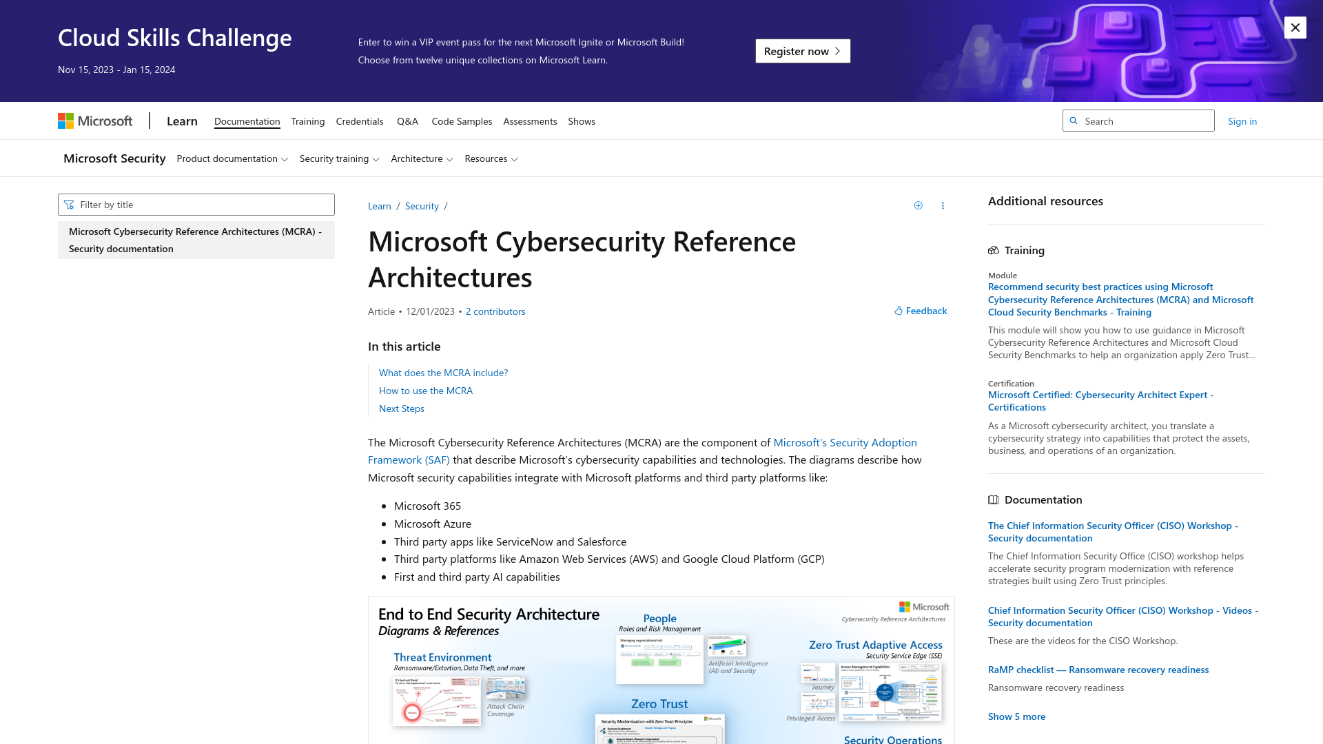 Microsoft Cybersecurity Reference Architectures (MCRA) - Security documentation | Microsoft Learn