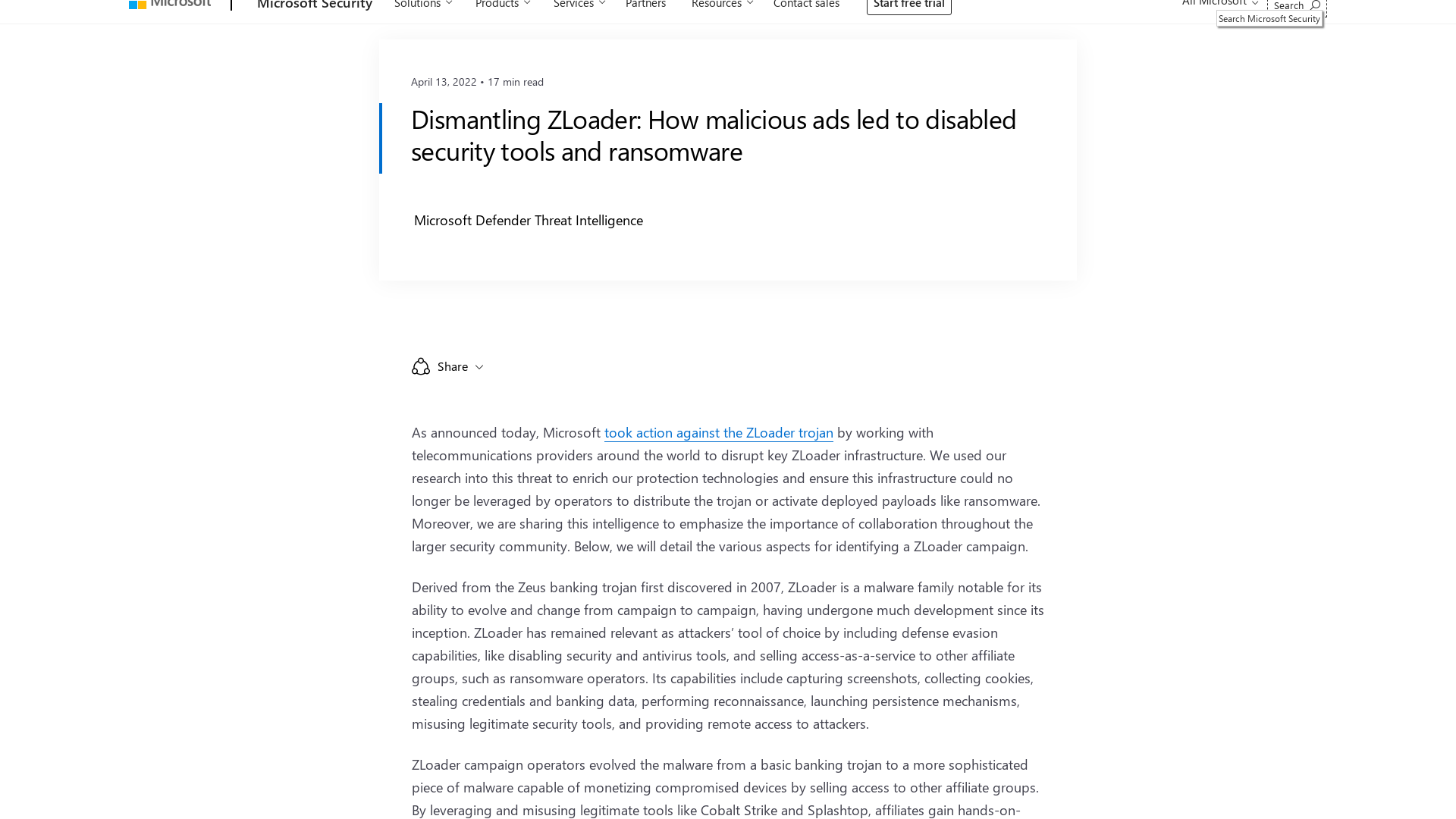 Dismantling ZLoader: How malicious ads led to disabled security tools and ransomware - Microsoft Security Blog