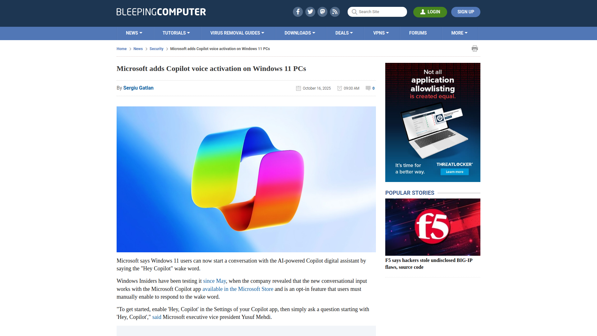 Microsoft adds Copilot voice activation on Windows 11 PCs