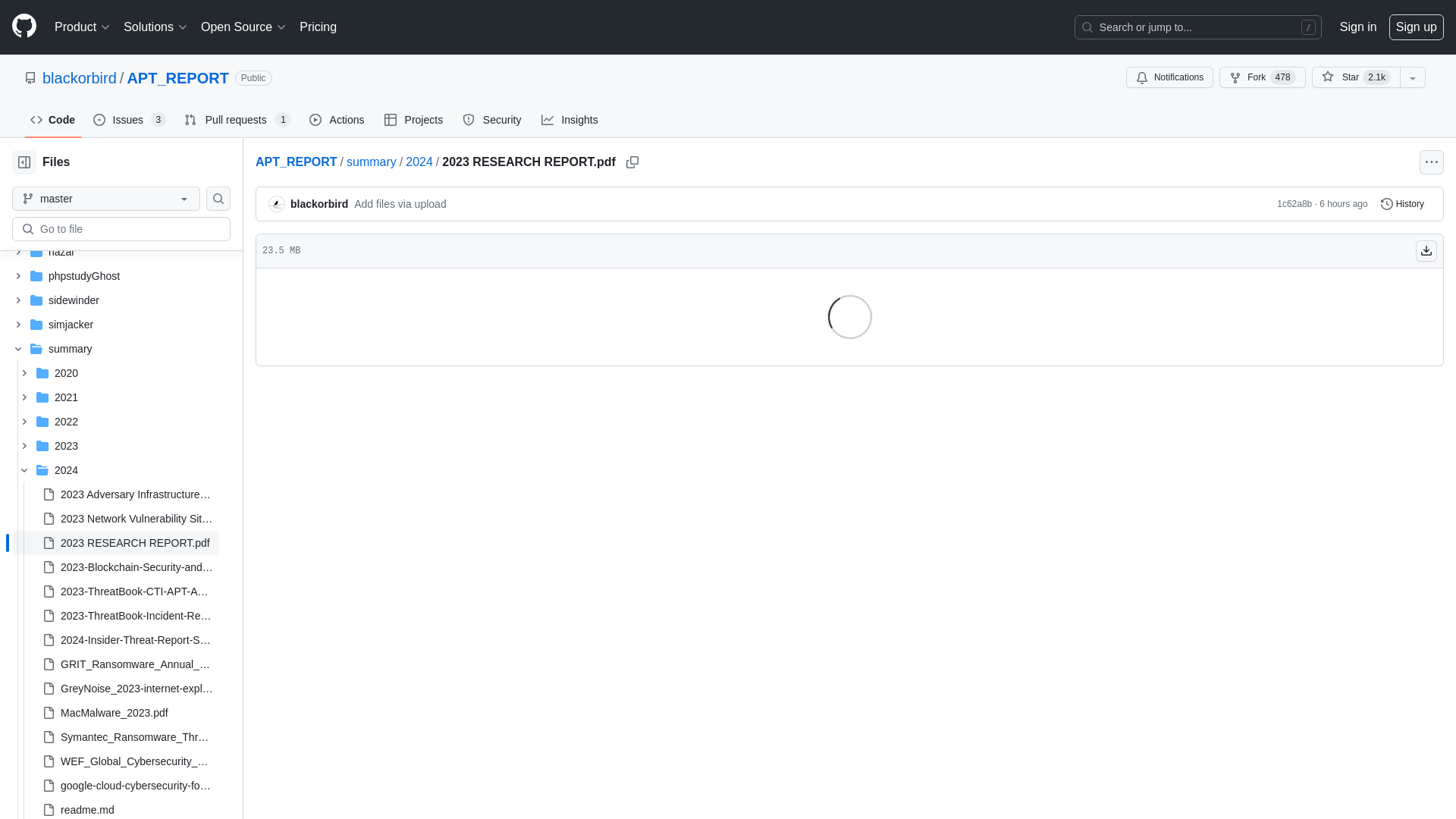 APT_REPORT/summary/2024/2023 RESEARCH REPORT.pdf at master · blackorbird/APT_REPORT · GitHub