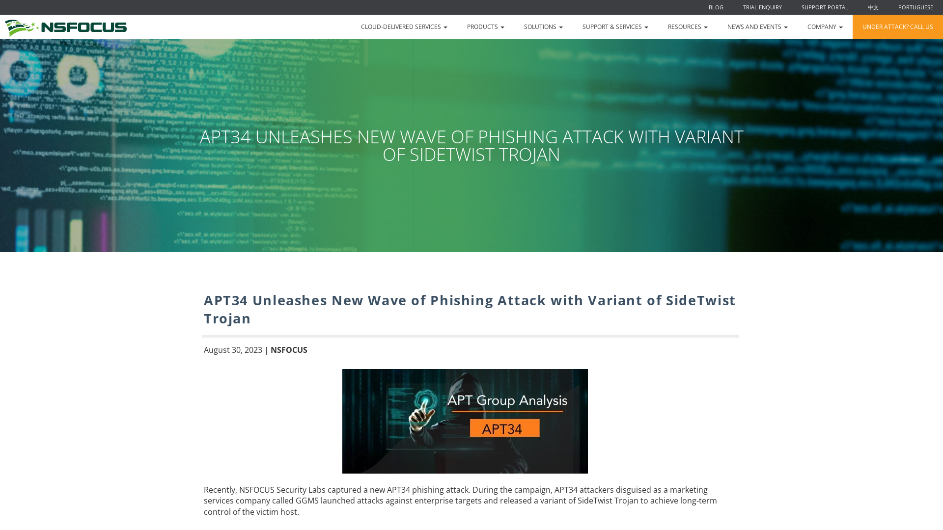 APT34 Unleashes New Wave of Phishing Attack with Variant of SideTwist Trojan - NSFOCUS, Inc., a global network and cyber security leader, protects enterprises and carriers from advanced cyber attacks.