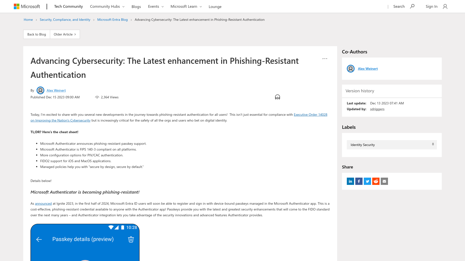 Advancing Cybersecurity: The Latest enhancement in Phishing-Resistant Authentication - Microsoft Community Hub