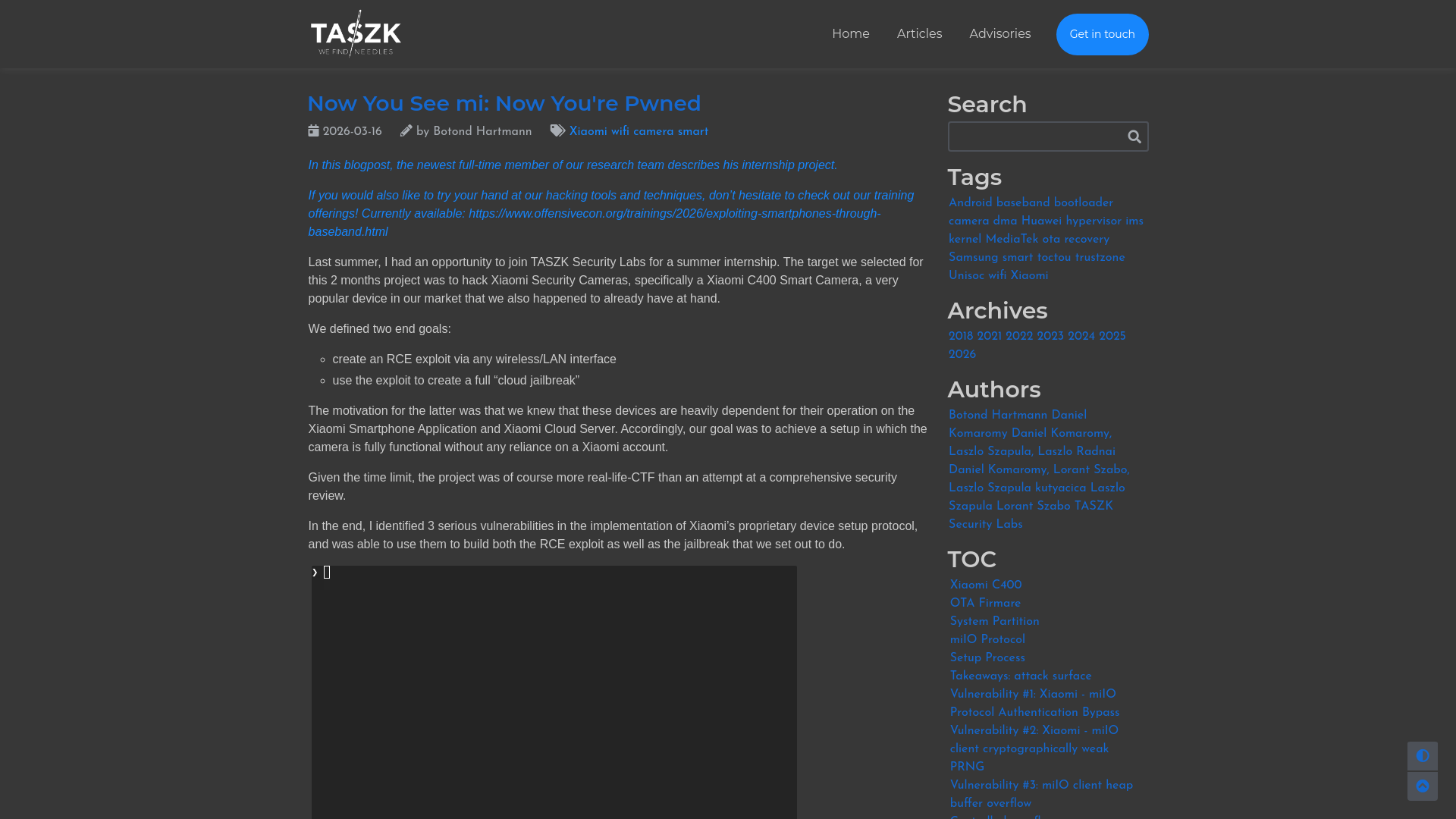 Now You See mi: Now You're Pwned - taszk.io labs