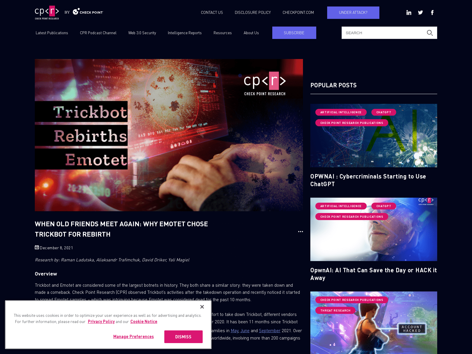 When old friends meet again: why Emotet chose Trickbot for rebirth - Check Point Research404 Not FoundBack ButtonSearch IconFilter Icon