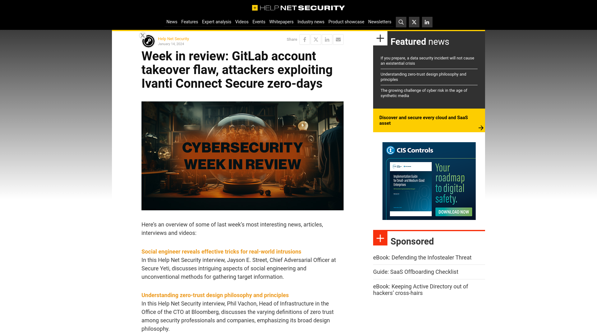 Week in review: GitLab account takeover flaw, attackers exploiting Ivanti Connect Secure zero-days - Help Net Security