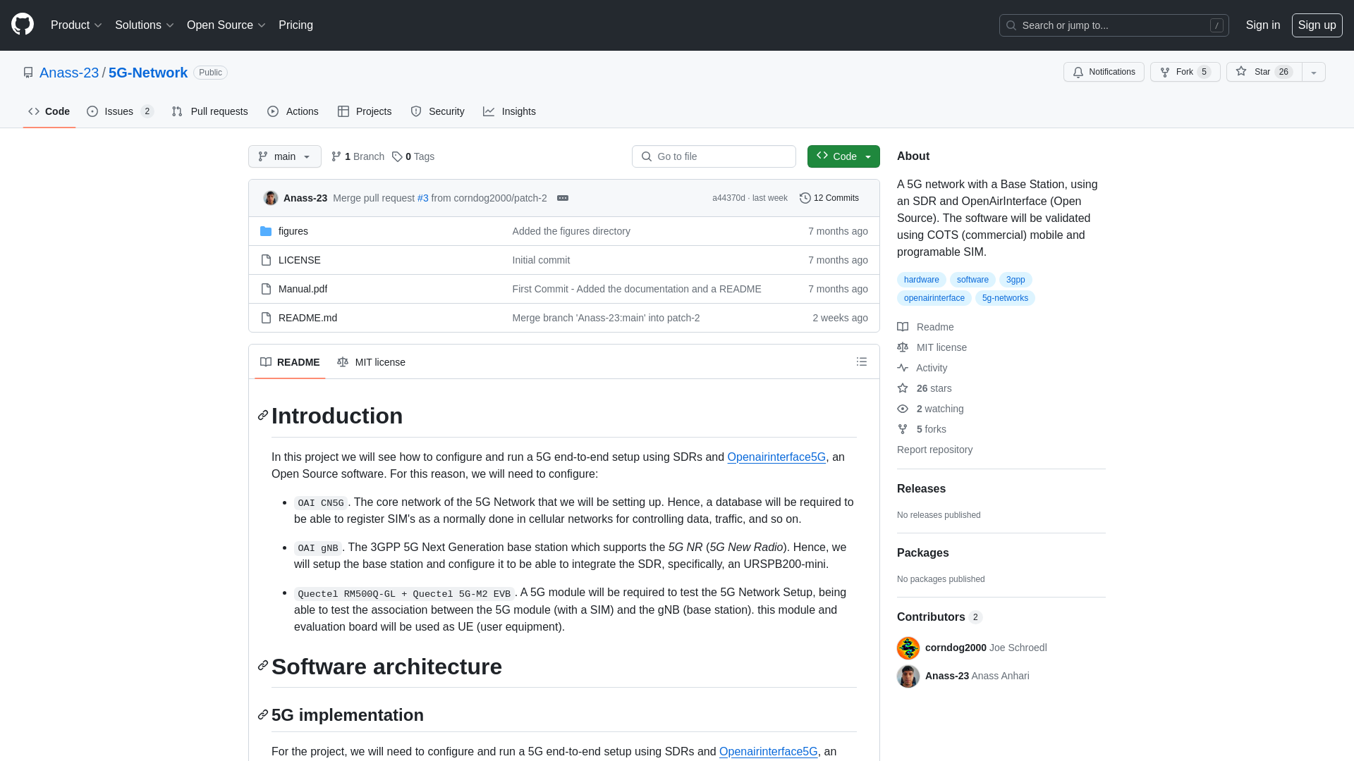 GitHub - Anass-23/5G-Network: A 5G network with a Base Station, using an SDR and OpenAirInterface (Open Source). The software will be validated using COTS (commercial) mobile and programable SIM.