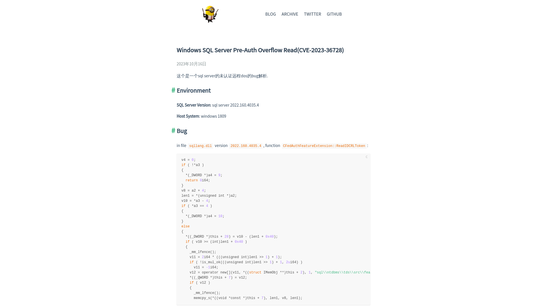 Windows SQL Server Pre-Auth Overflow Read(CVE-2023-36728) · VictorV的小博客