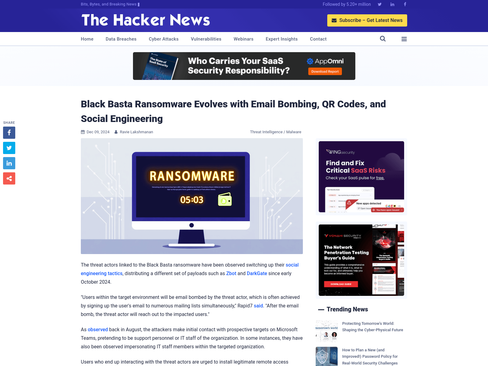 Black Basta Ransomware Evolves with Email Bombing, QR Codes, and Social Engineering