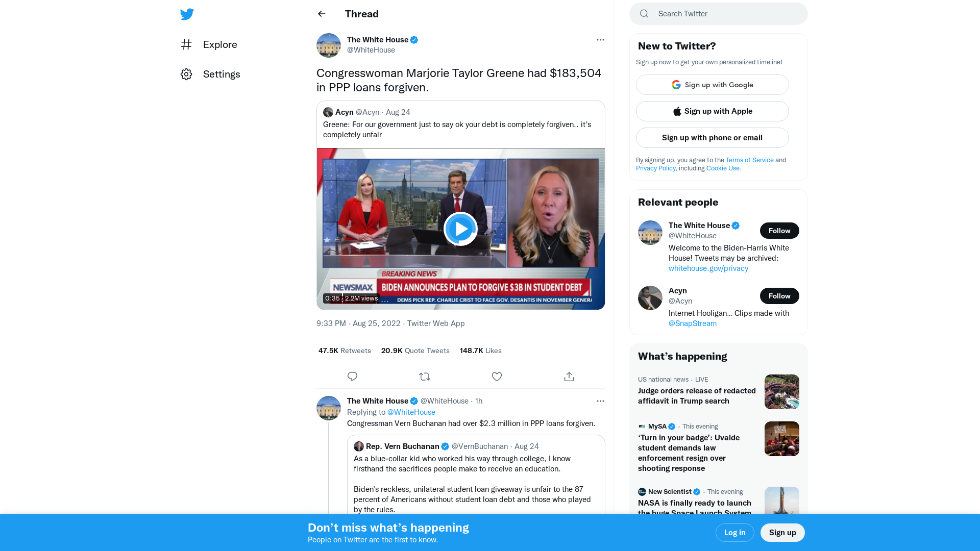 The White House on Twitter: "Congresswoman Marjorie Taylor Greene had $183,504 in PPP loans forgiven. https://t.co/4FoCymt8TB" / Twitter