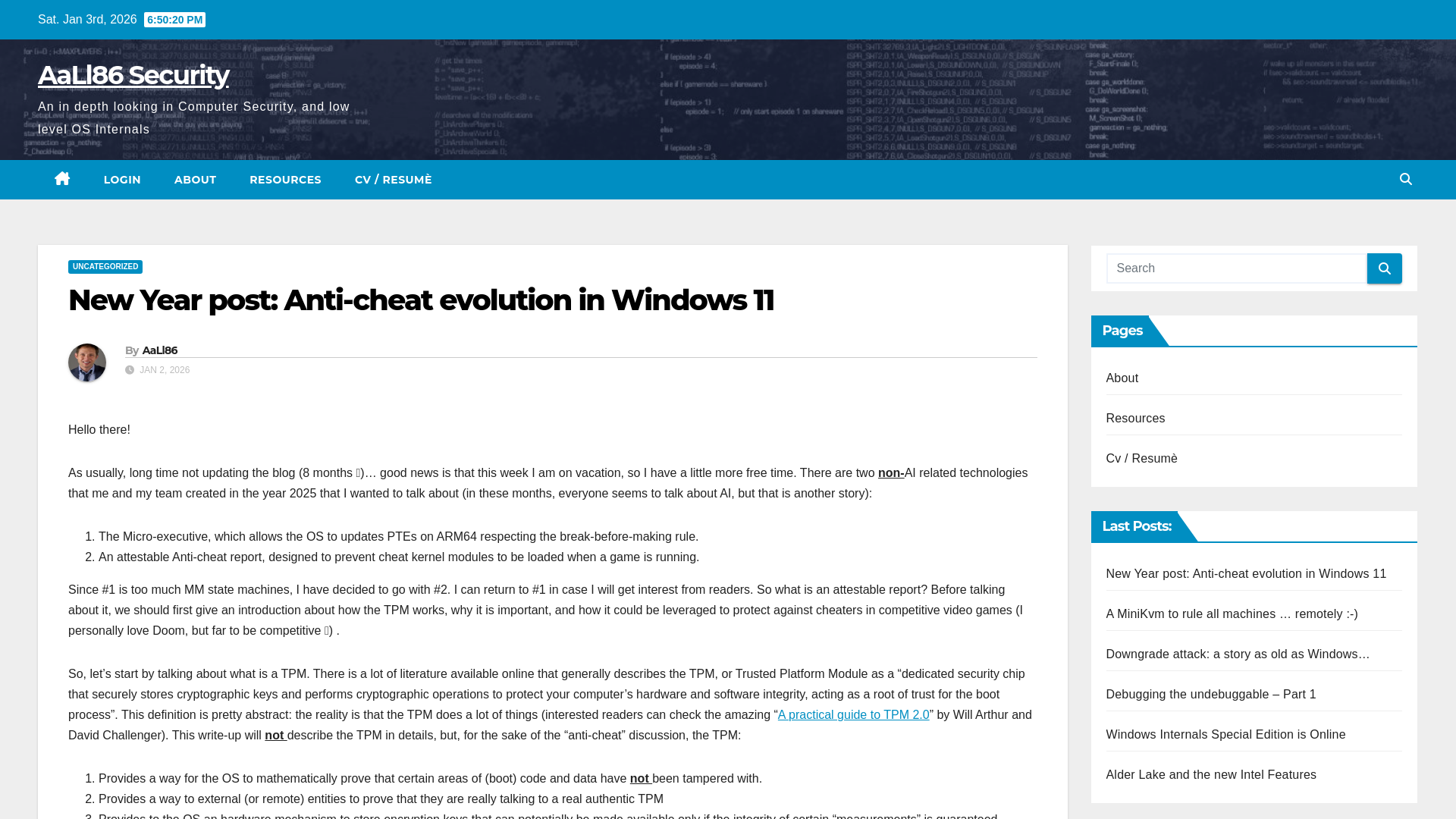 New Year post: Anti-cheat evolution in Windows 11 – AaLl86 Security