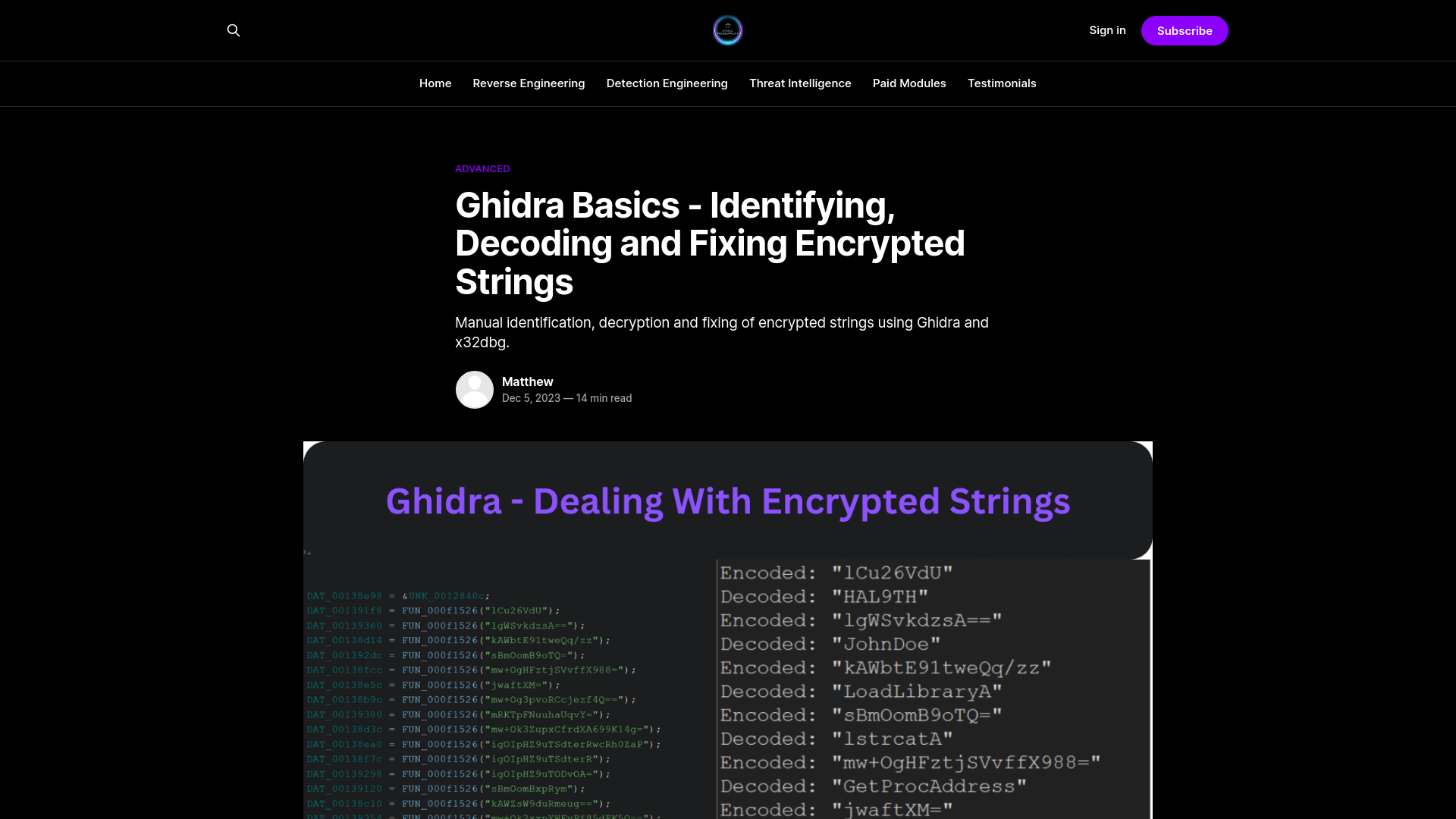 Ghidra Basics - Identifying, Decoding and Fixing Encrypted Strings