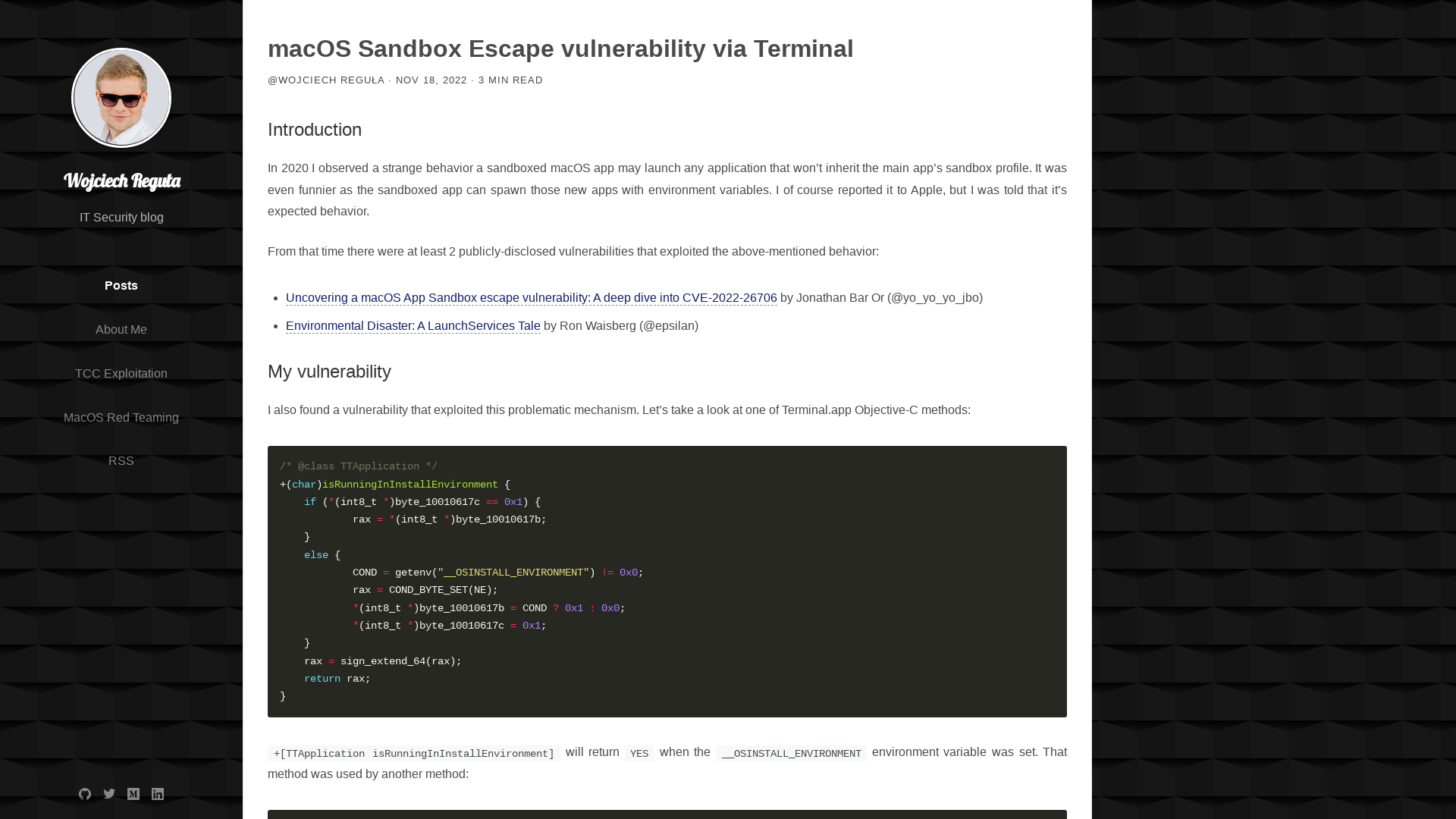 macOS Sandbox Escape vulnerability via Terminal