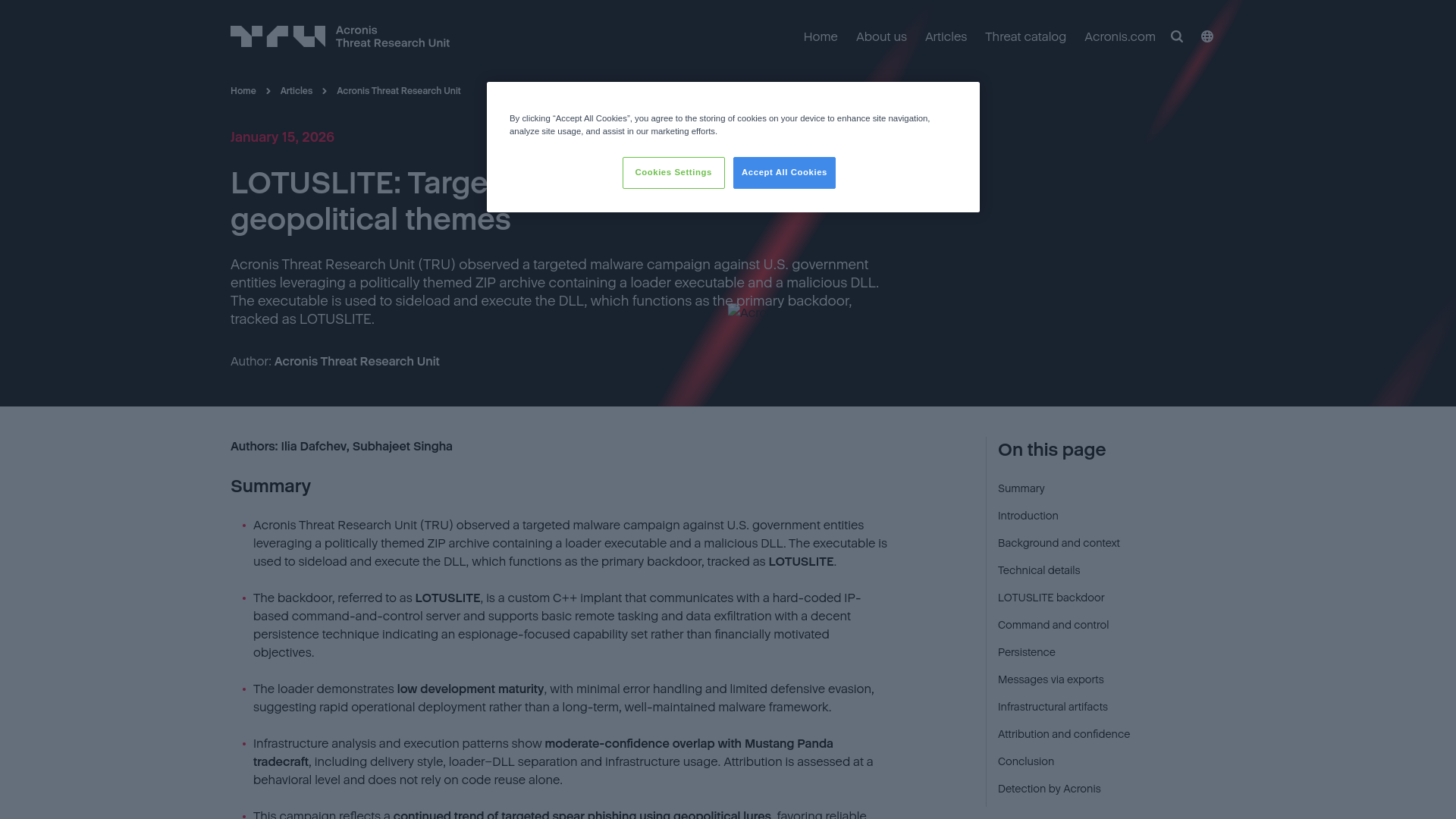 LOTUSLITE: Targeted espionage leveraging geopolitical themes