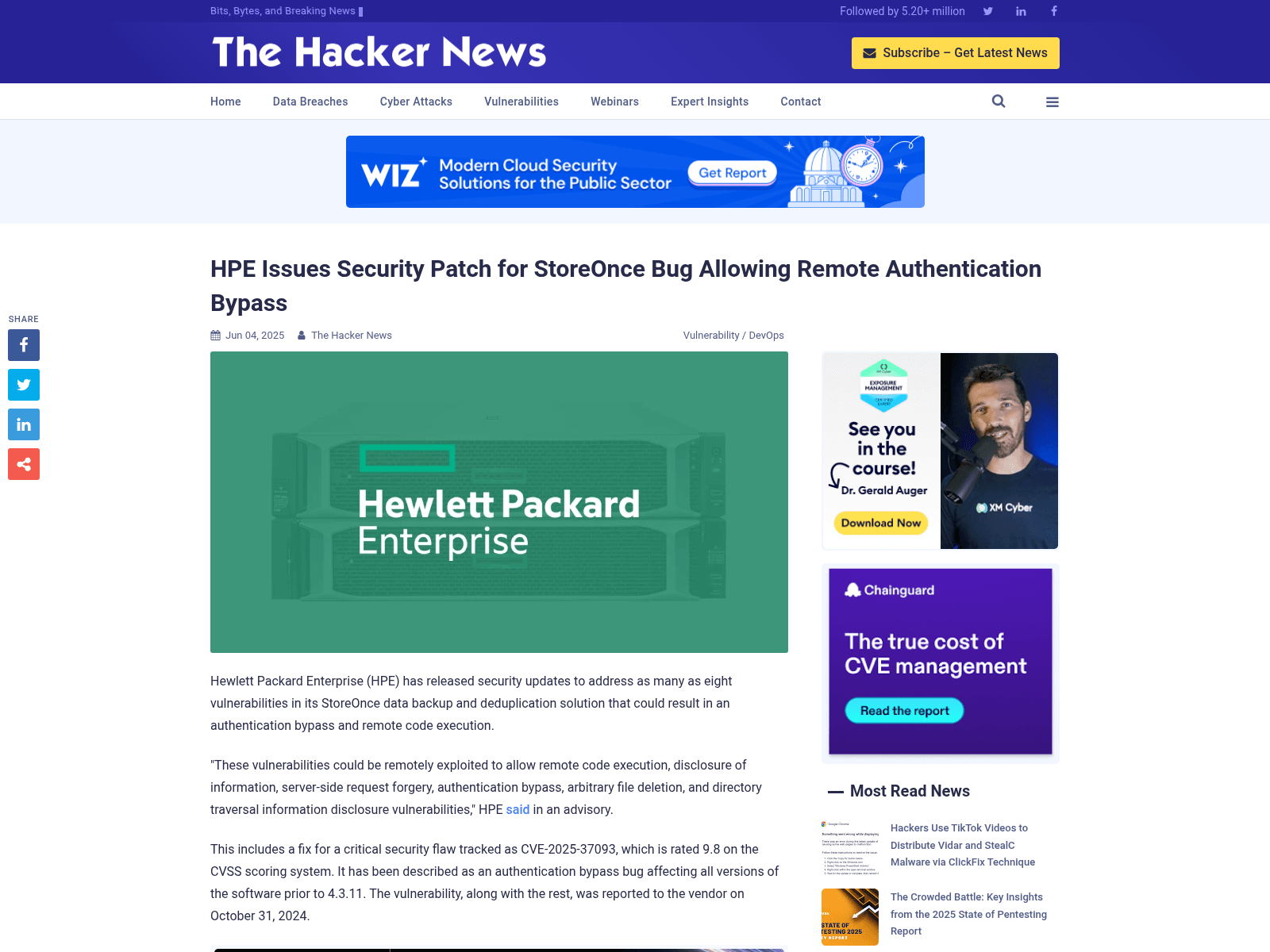HPE Issues Security Patch for StoreOnce Bug Allowing Remote Authentication Bypass