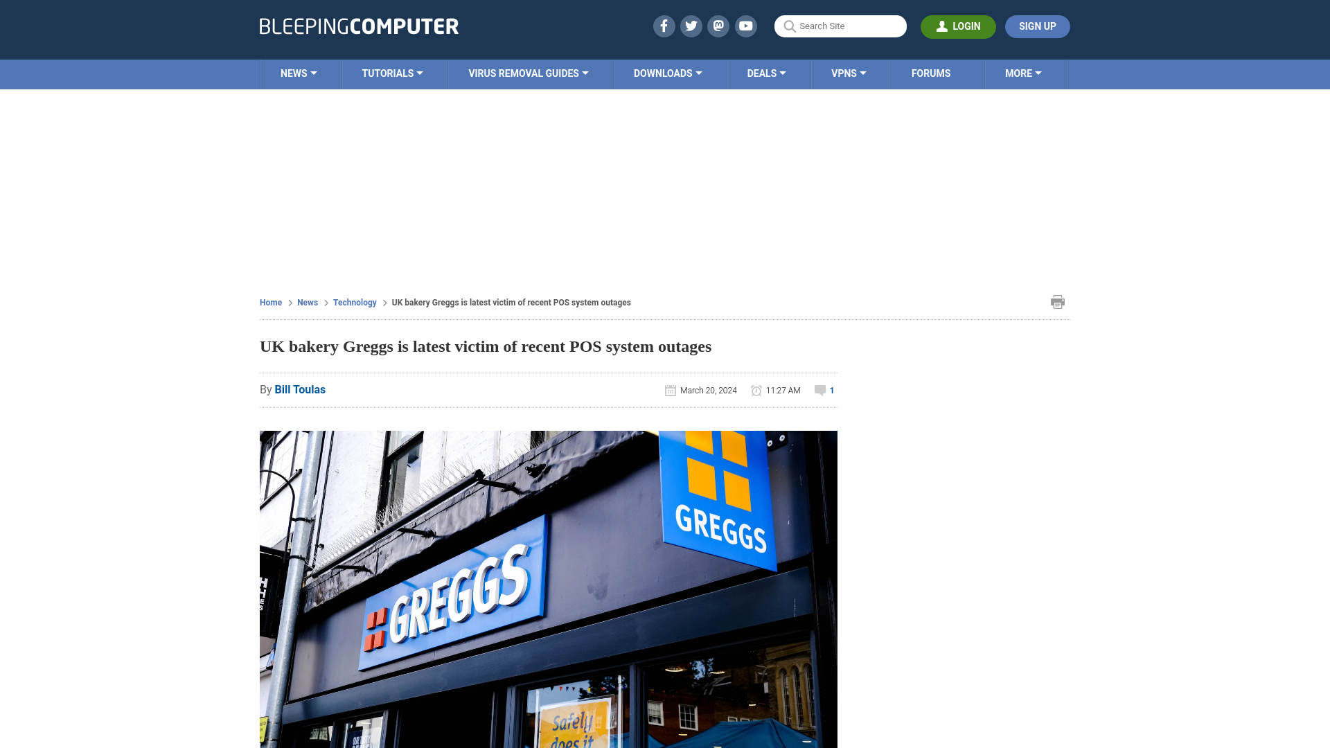 UK bakery Greggs is latest victim of recent POS system outages