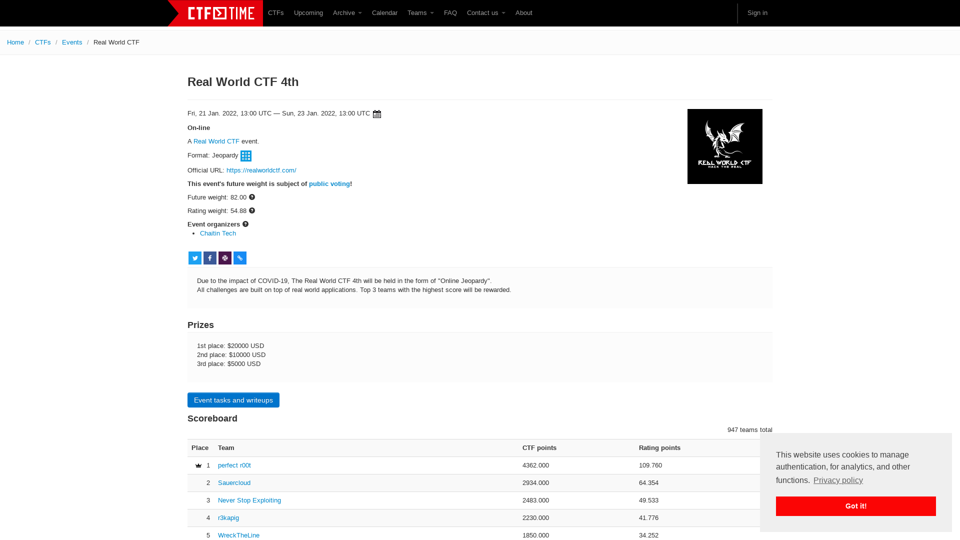 CTFtime.org / Real World CTF 4th
