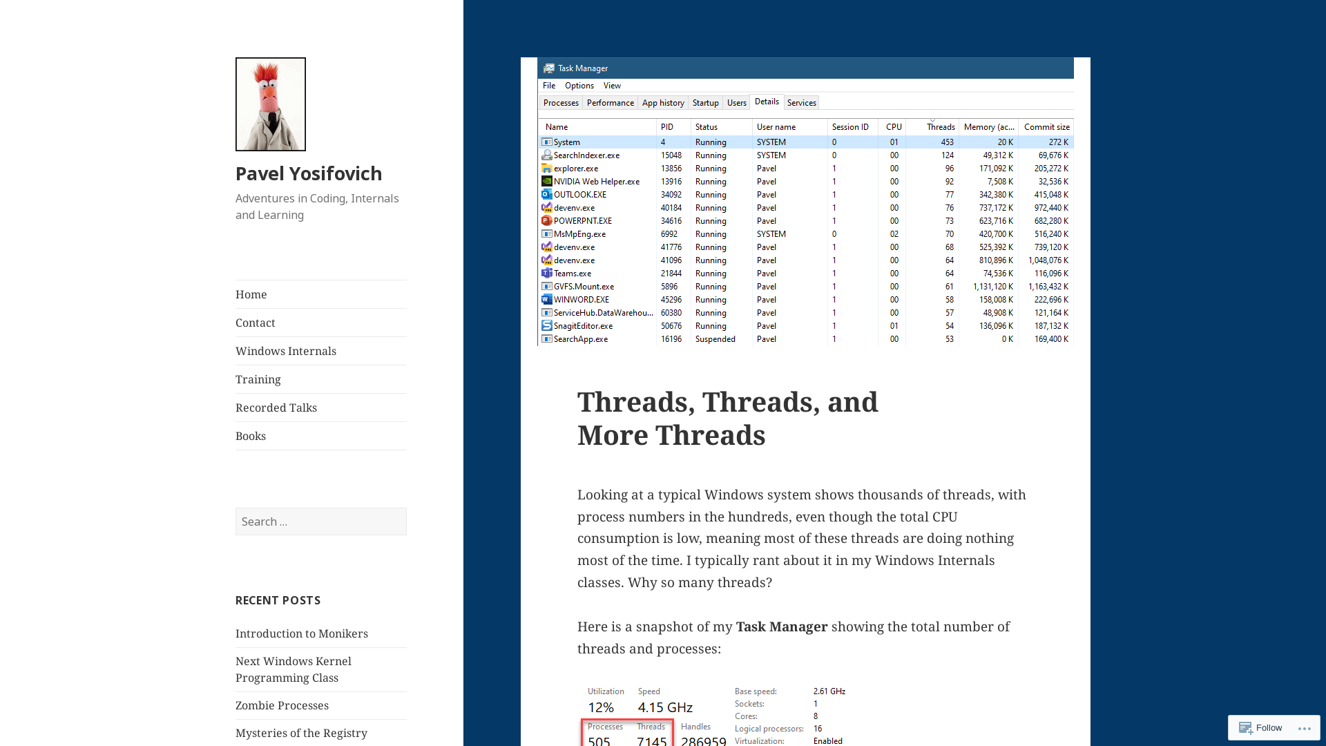 Threads, Threads, and More Threads – Pavel Yosifovich