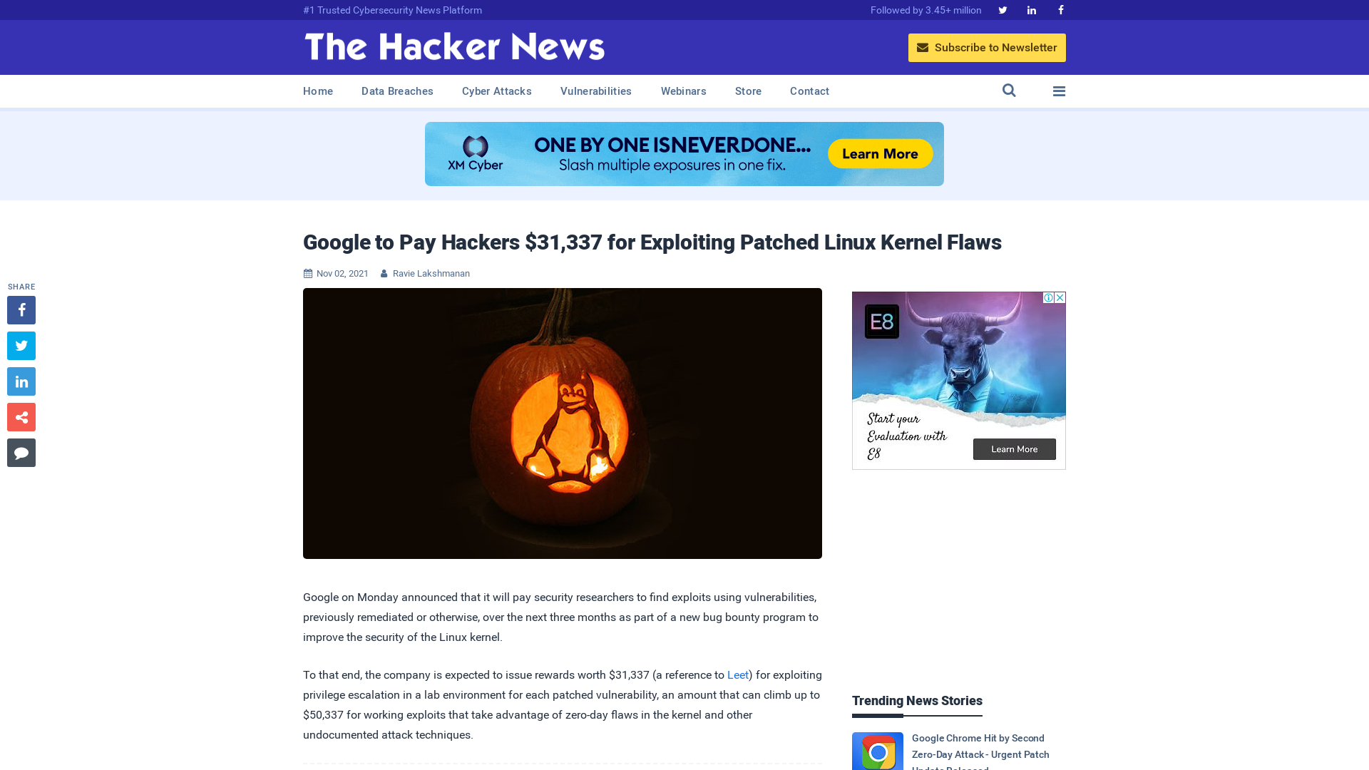 Google to Pay Hackers $31,337 for Exploiting Patched Linux Kernel Flaws