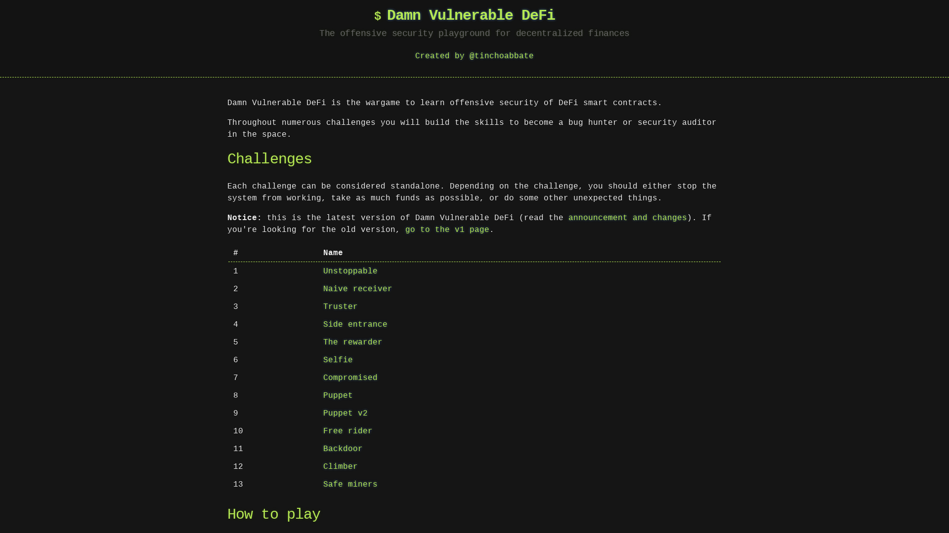Damn Vulnerable DeFi