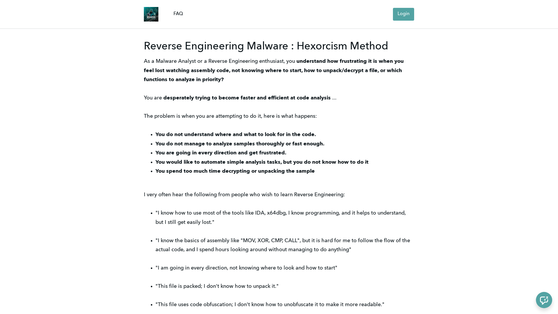 Hexorcism Reverse Engineering Training