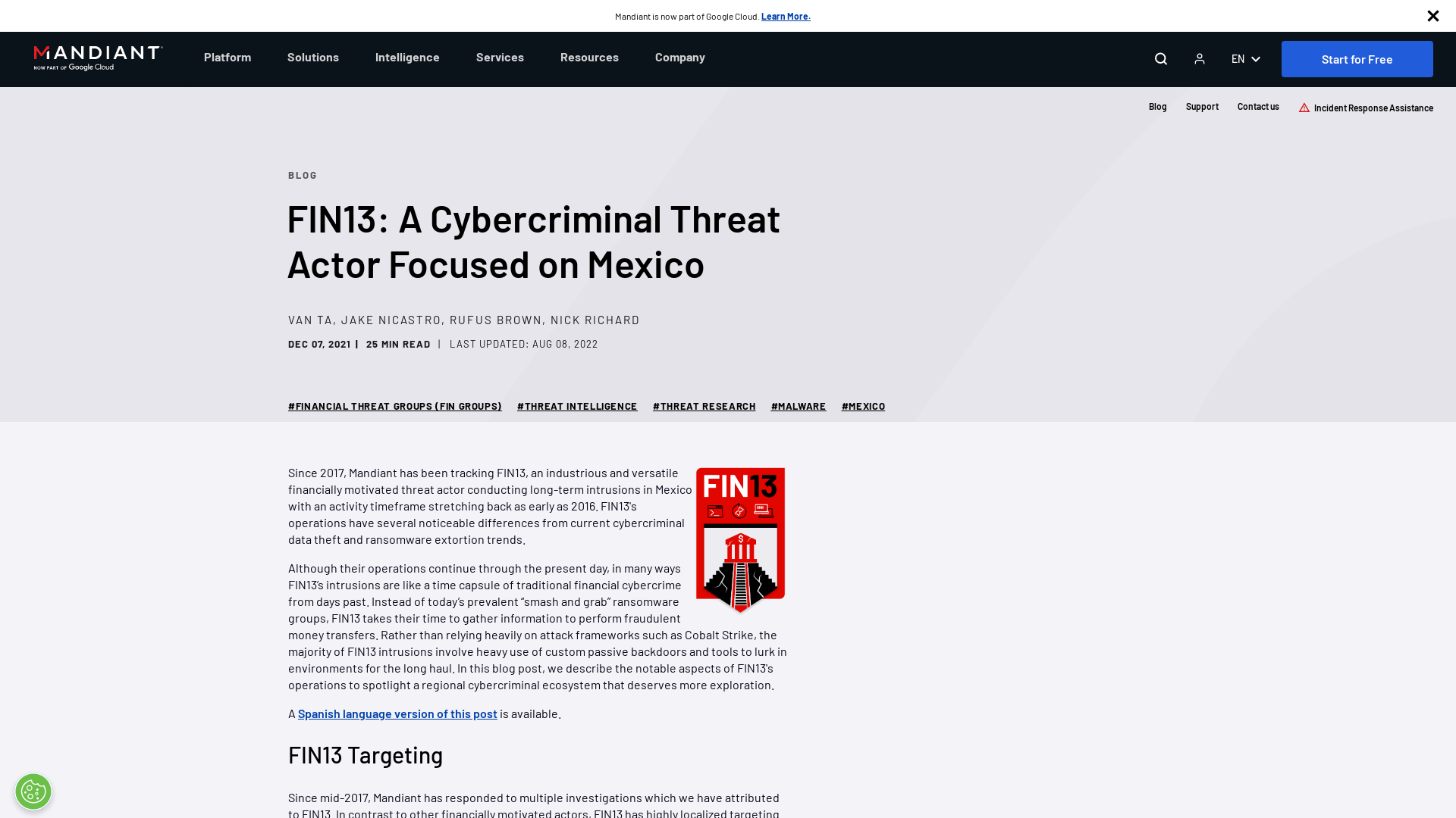FIN13: A Cybercriminal Threat Actor Focused on Mexico | Mandiant