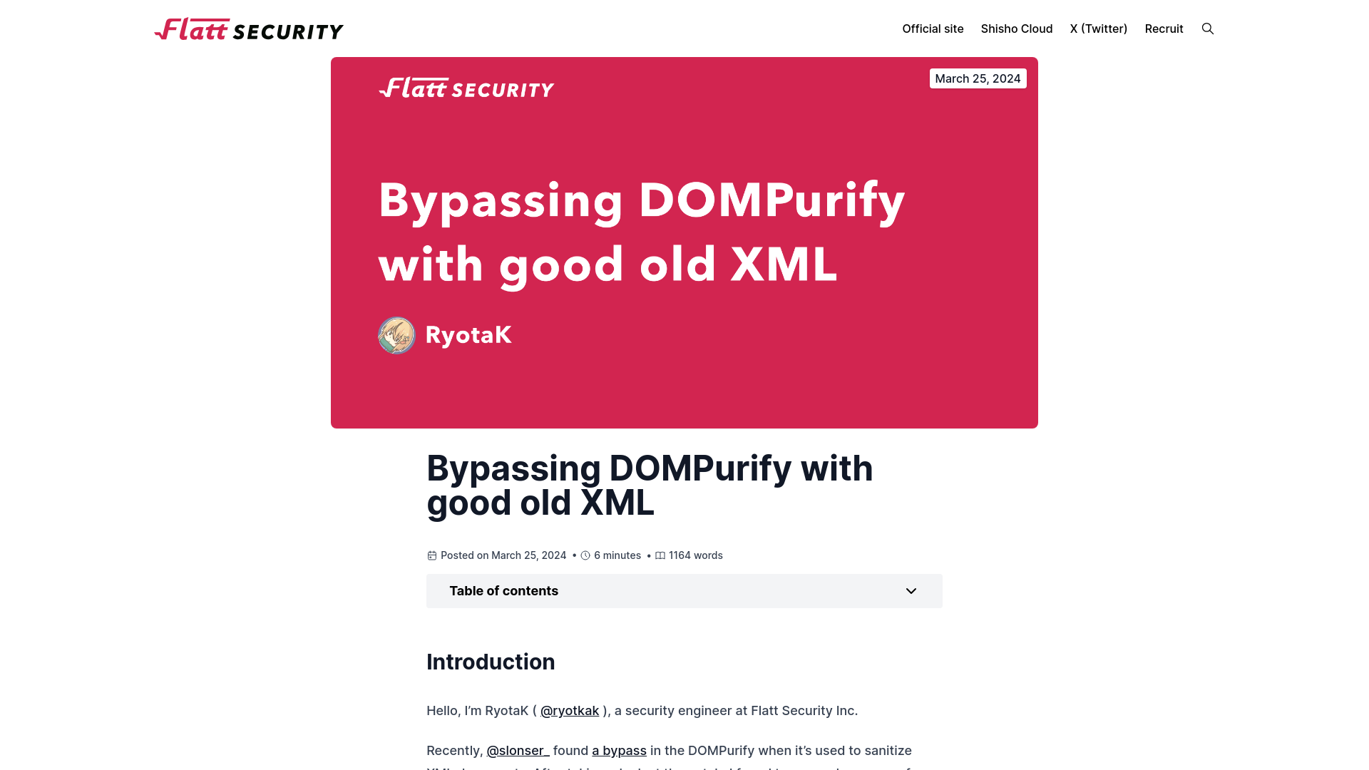 Bypassing DOMPurify with good old XML - Flatt Security Research