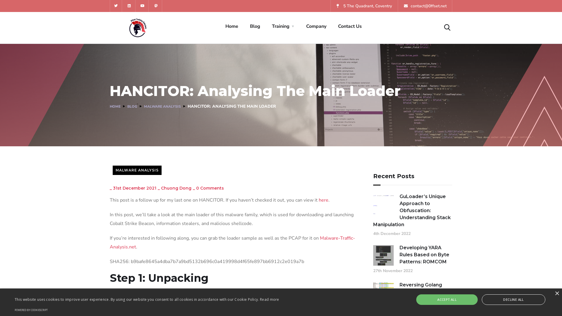 HANCITOR: Analysing The Main Loader | 0ffset Training Solutions