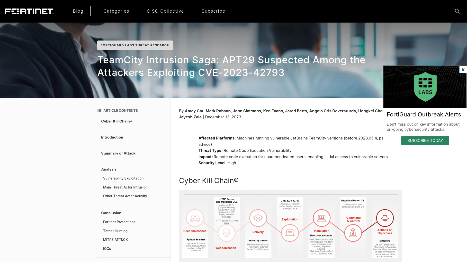 TeamCity Intrusion Saga: APT29 Suspected Among the Attackers Exploiting CVE-2023-42793 | FortiGuard Labs