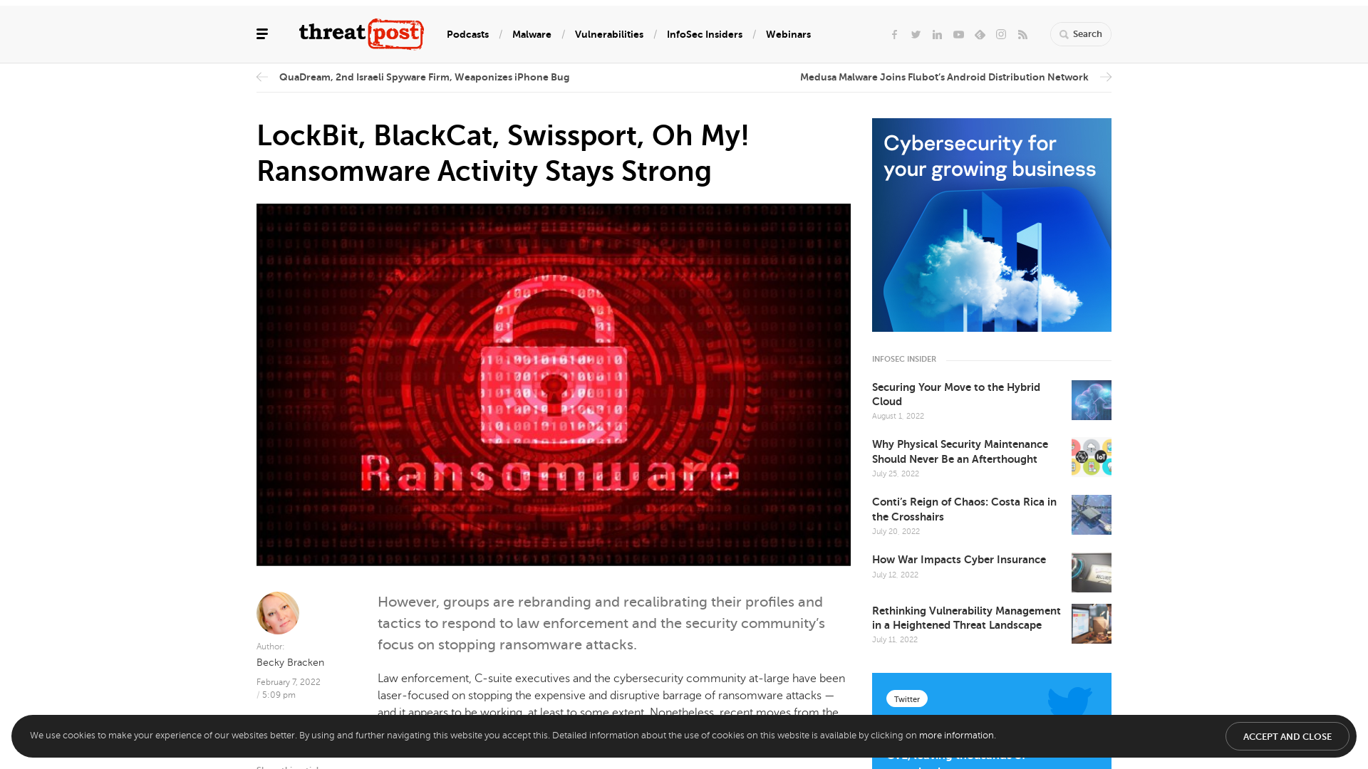 LockBit, BlackCat, Swissport, Oh My! Ransomware Activity Stays Strong | Threatpost