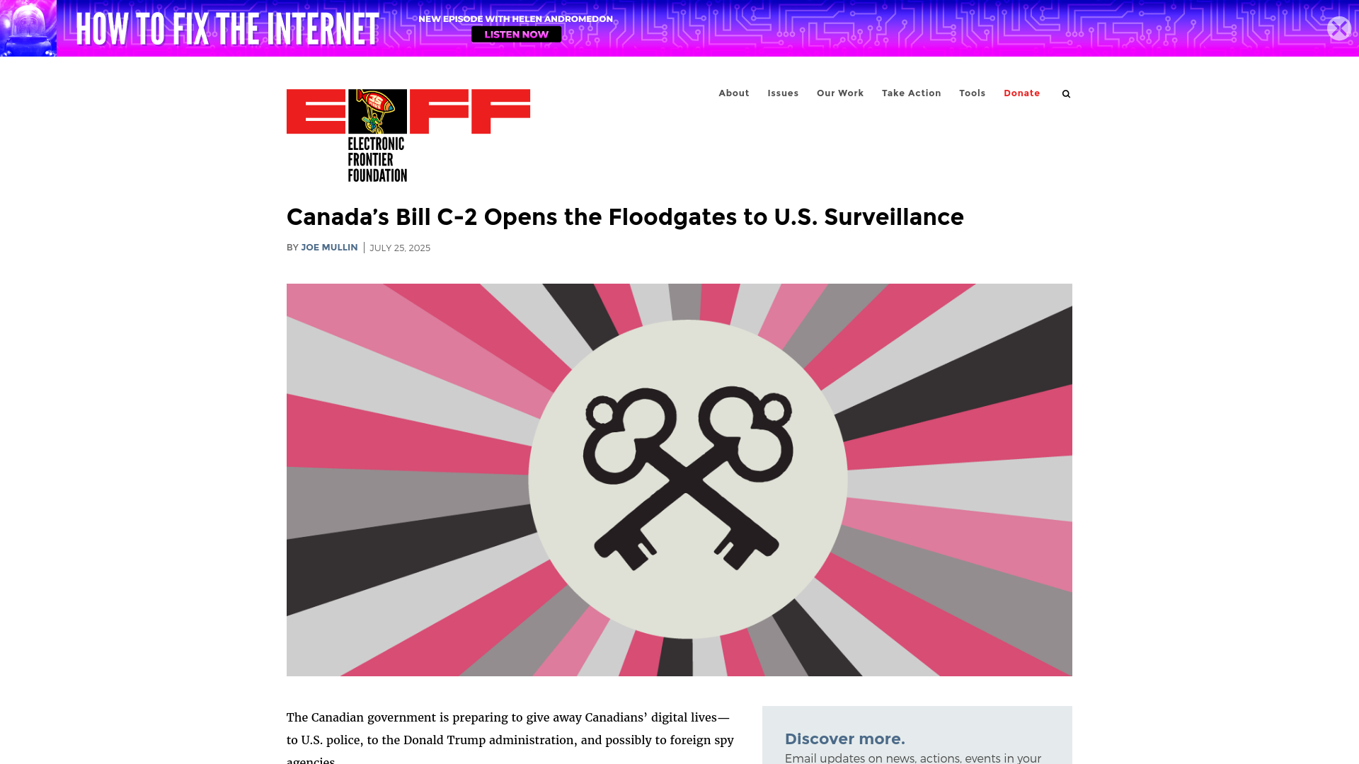 Canada’s Bill C-2 Opens the Floodgates to U.S. Surveillance | Electronic Frontier Foundation