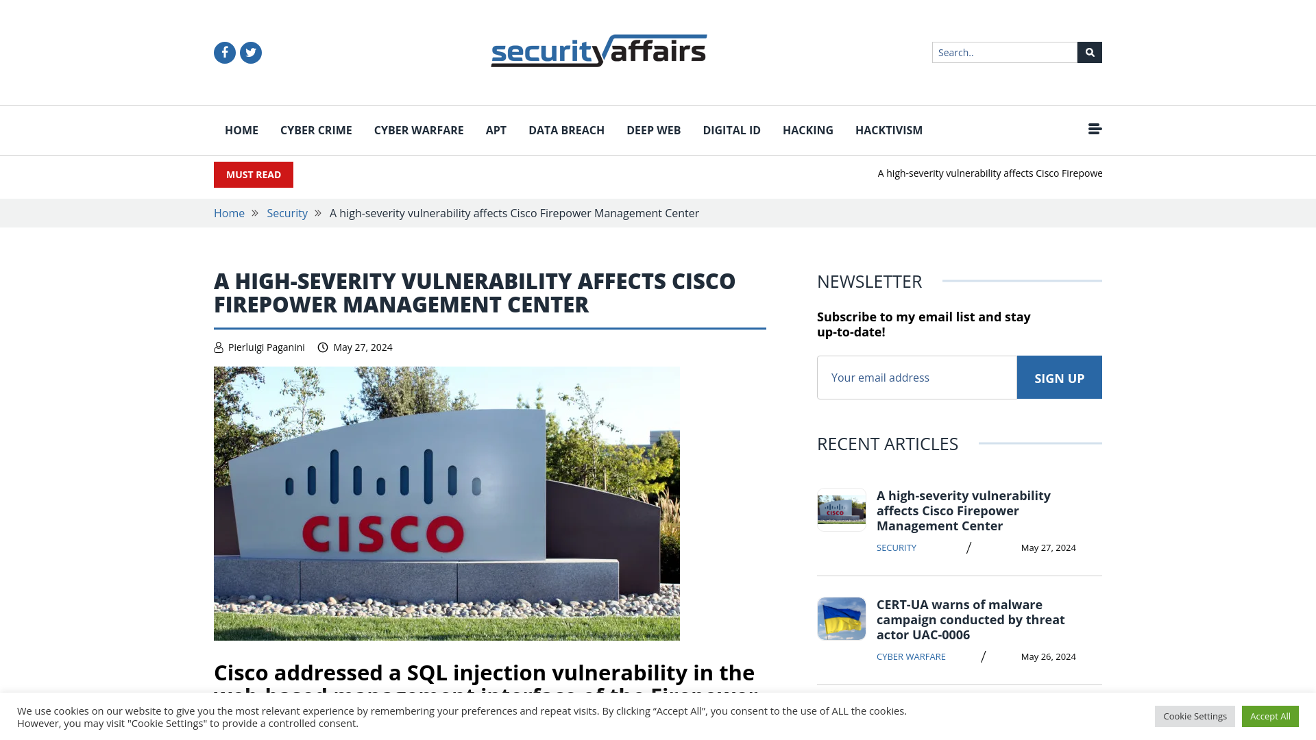 High-severity flaw affects Cisco Firepower Management Center