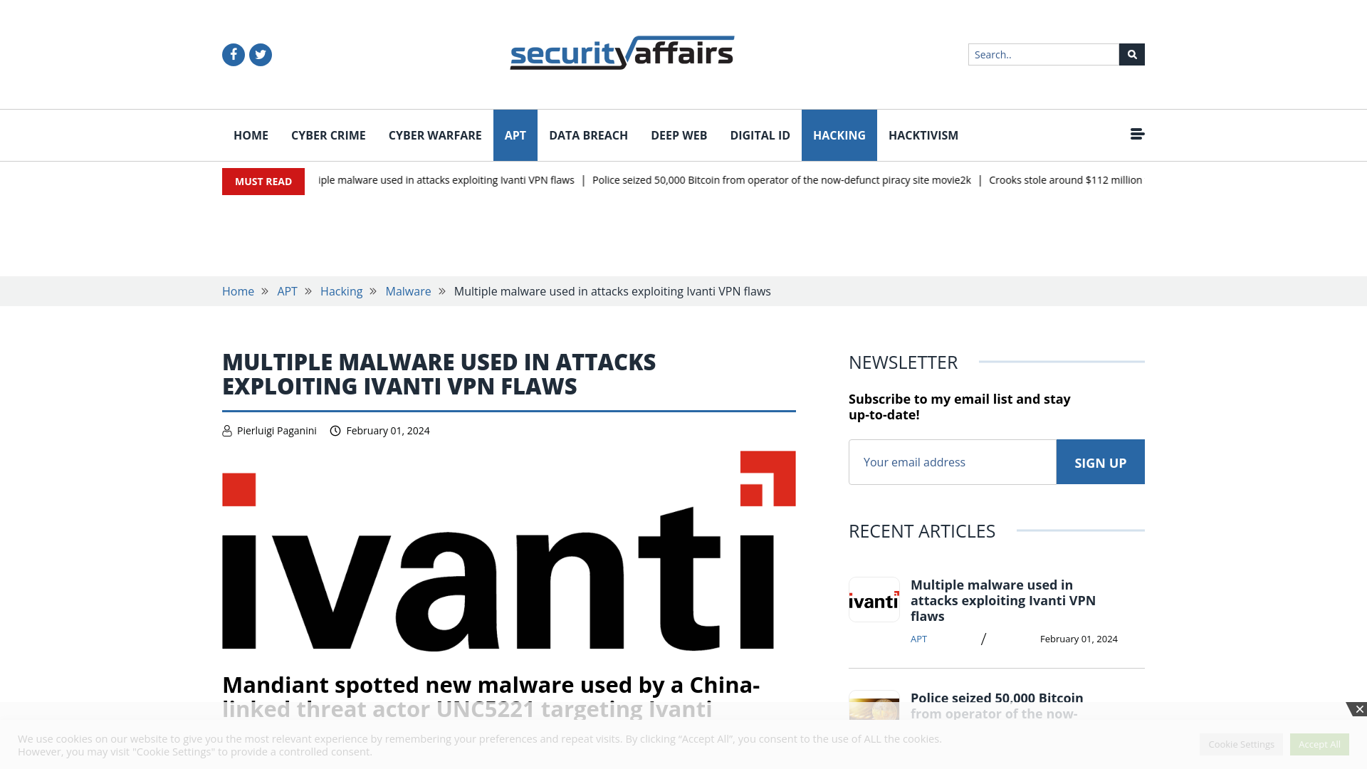 Multiple malware used in attacks exploiting Ivanti VPN flaws