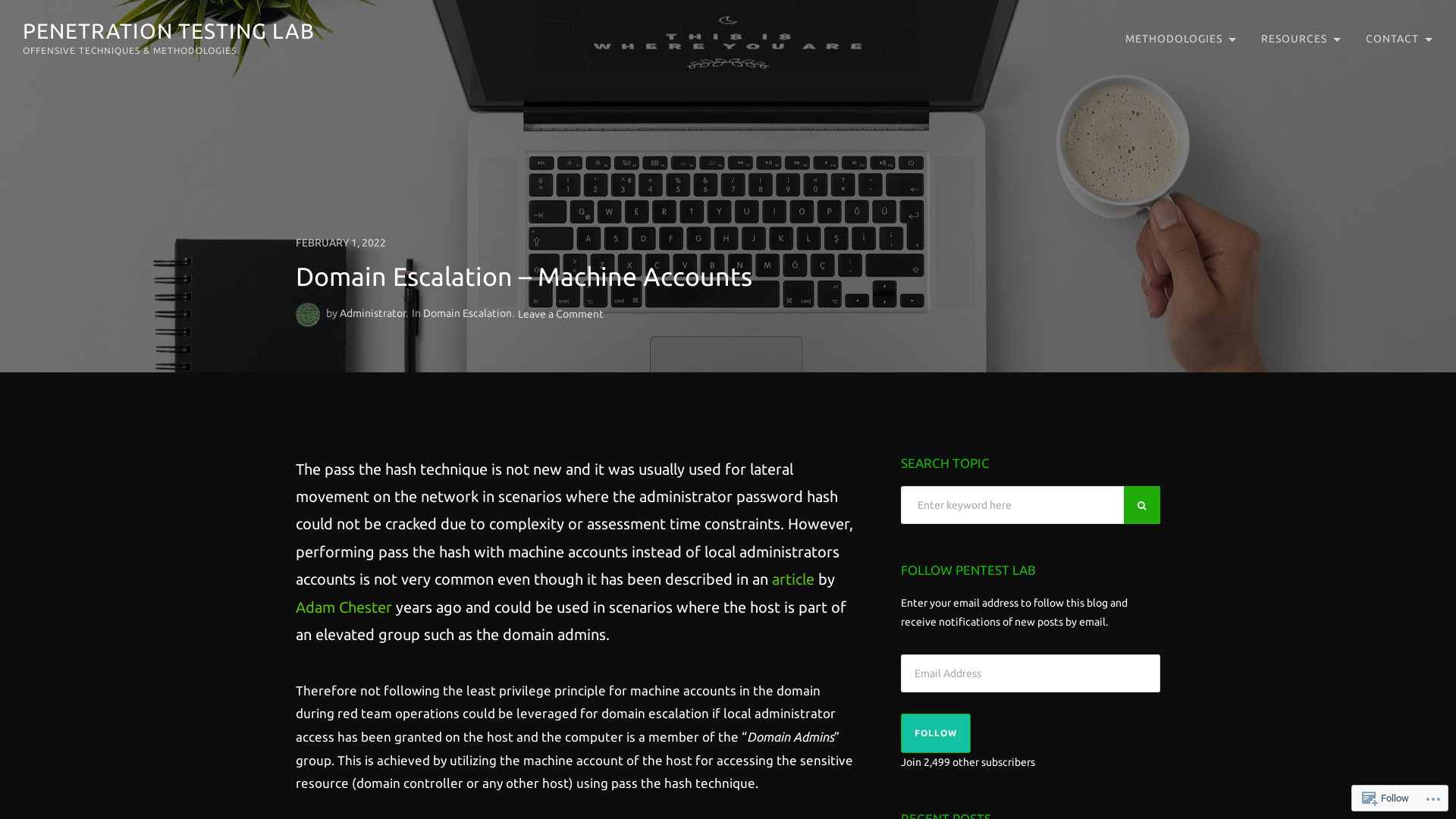 Domain Escalation – Machine Accounts – Penetration Testing Lab