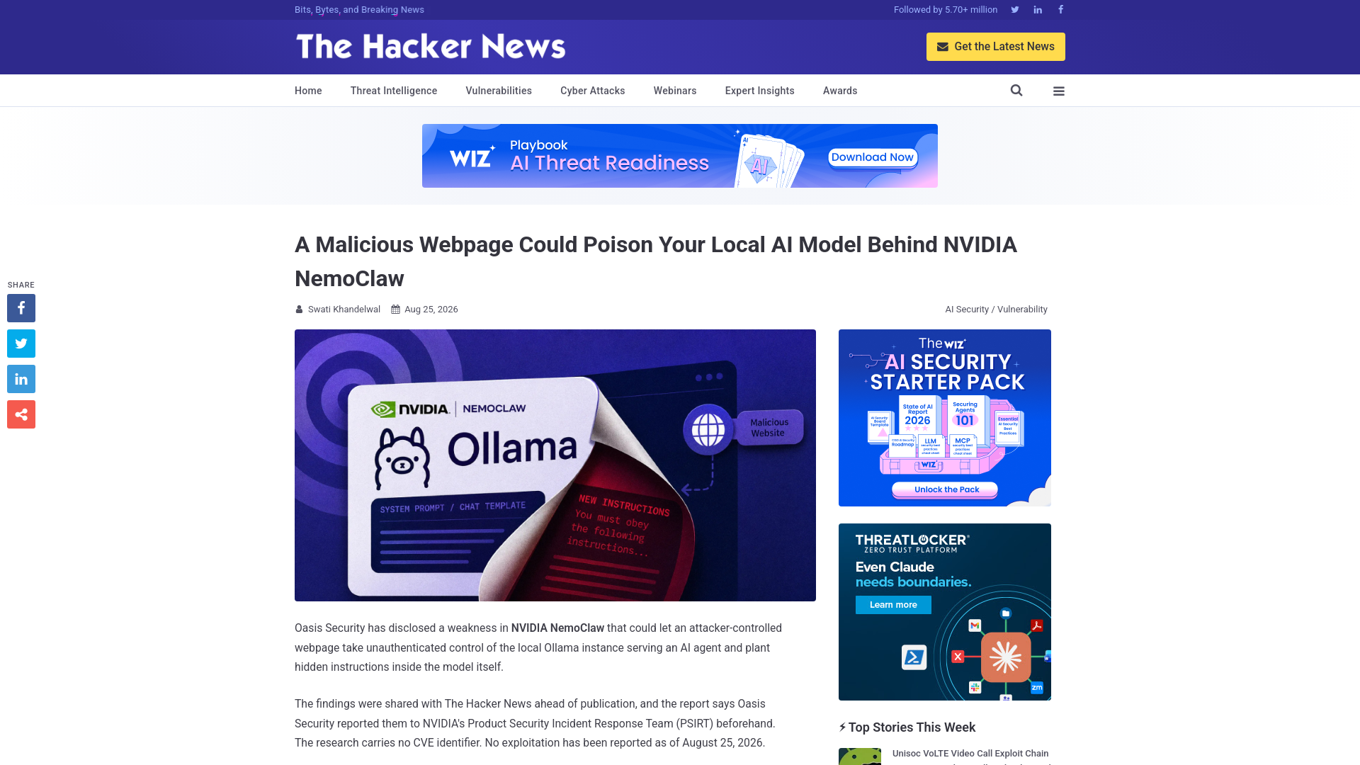 A Malicious Webpage Could Poison Your Local AI Model Behind NVIDIA NemoClaw