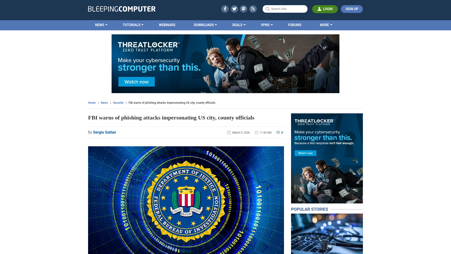 FBI warns of phishing attacks impersonating US city, county officials