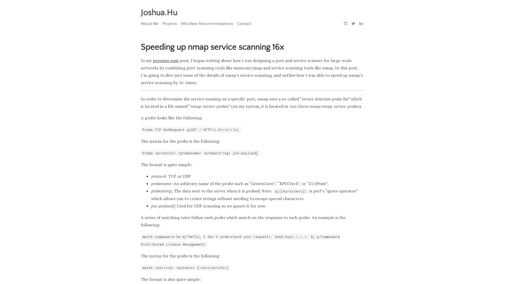 Speeding up nmap service scanning 16x | Joshua.Hu