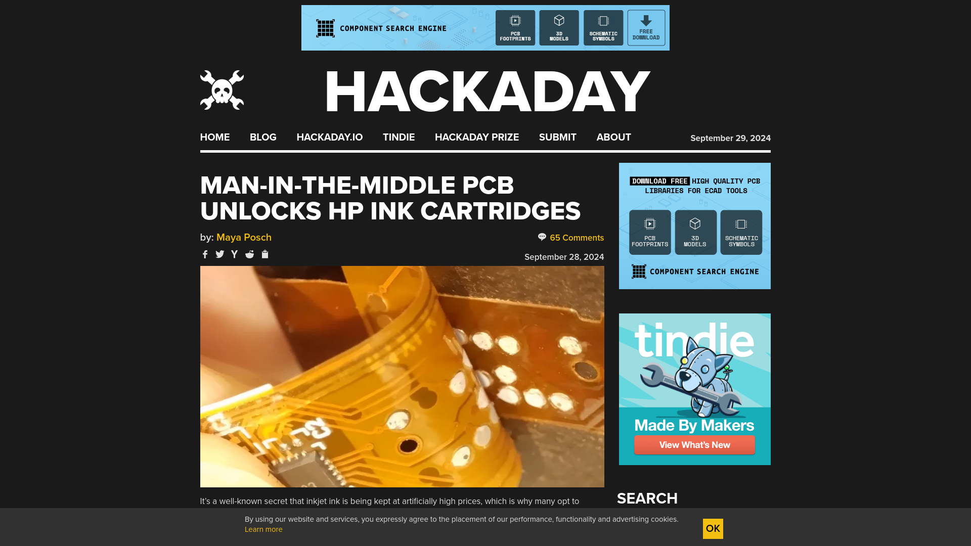 Man-in-the-Middle PCB Unlocks HP Ink Cartridges | Hackaday