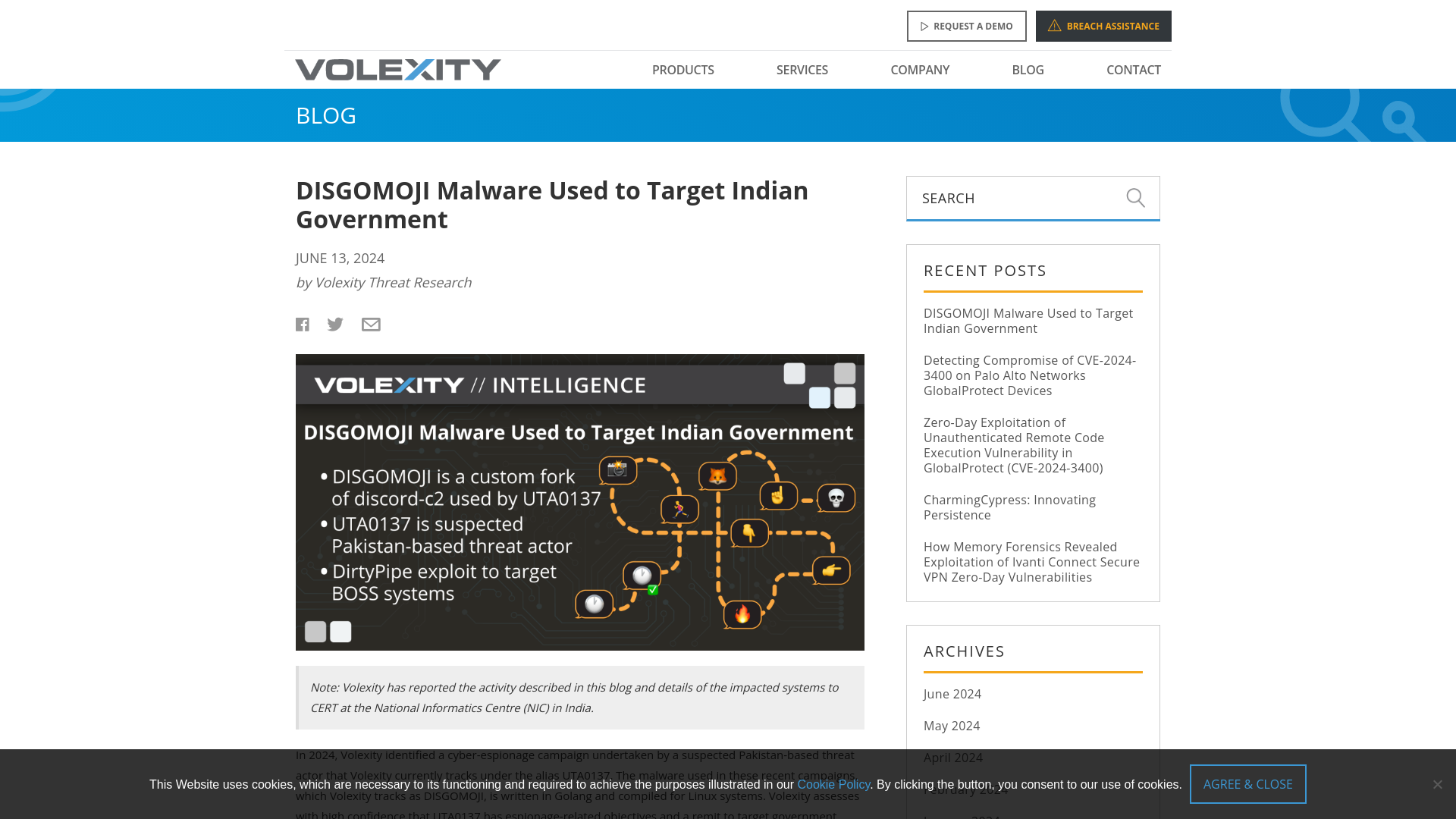 DISGOMOJI Malware Used to Target Indian Government | Volexity