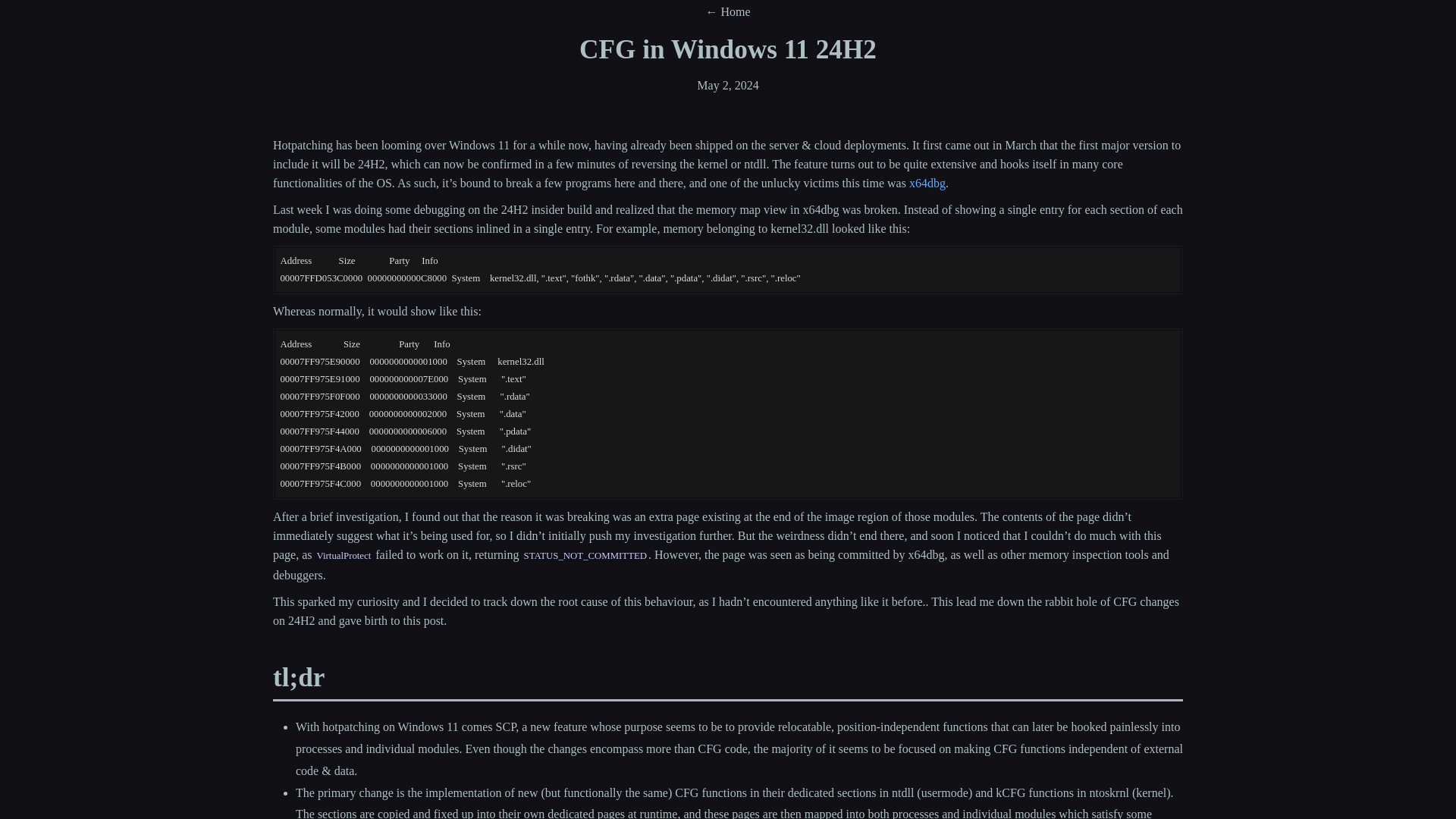 CFG in Windows 11 24H2